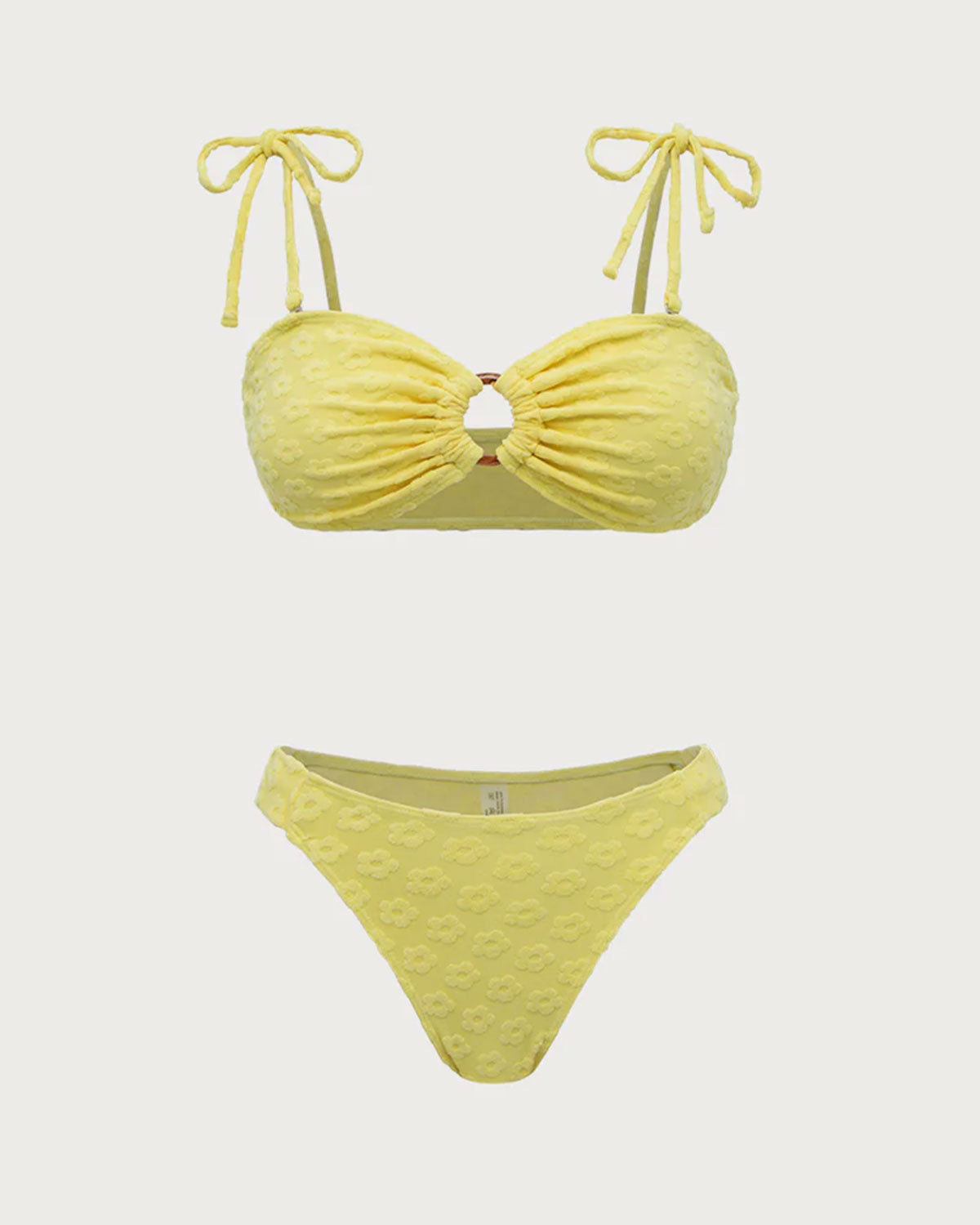 Yellow Floral O-Ring Bikini Set Outlet 100% Authentic