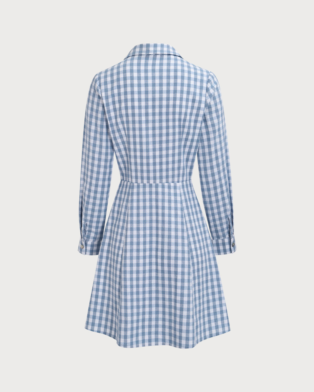 Women's Blue Plaid Long Sleeve Mini Dress