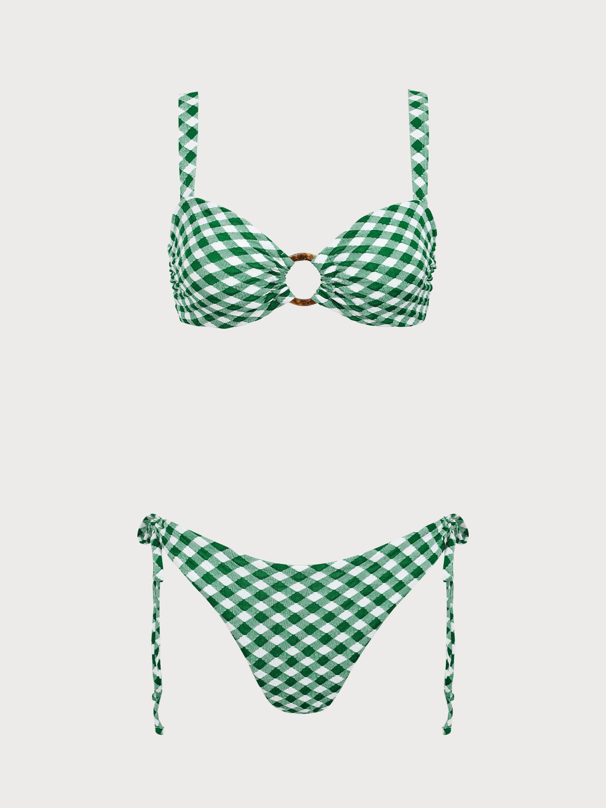 Green Plaid O-Ring Bikini Set Clearance Online