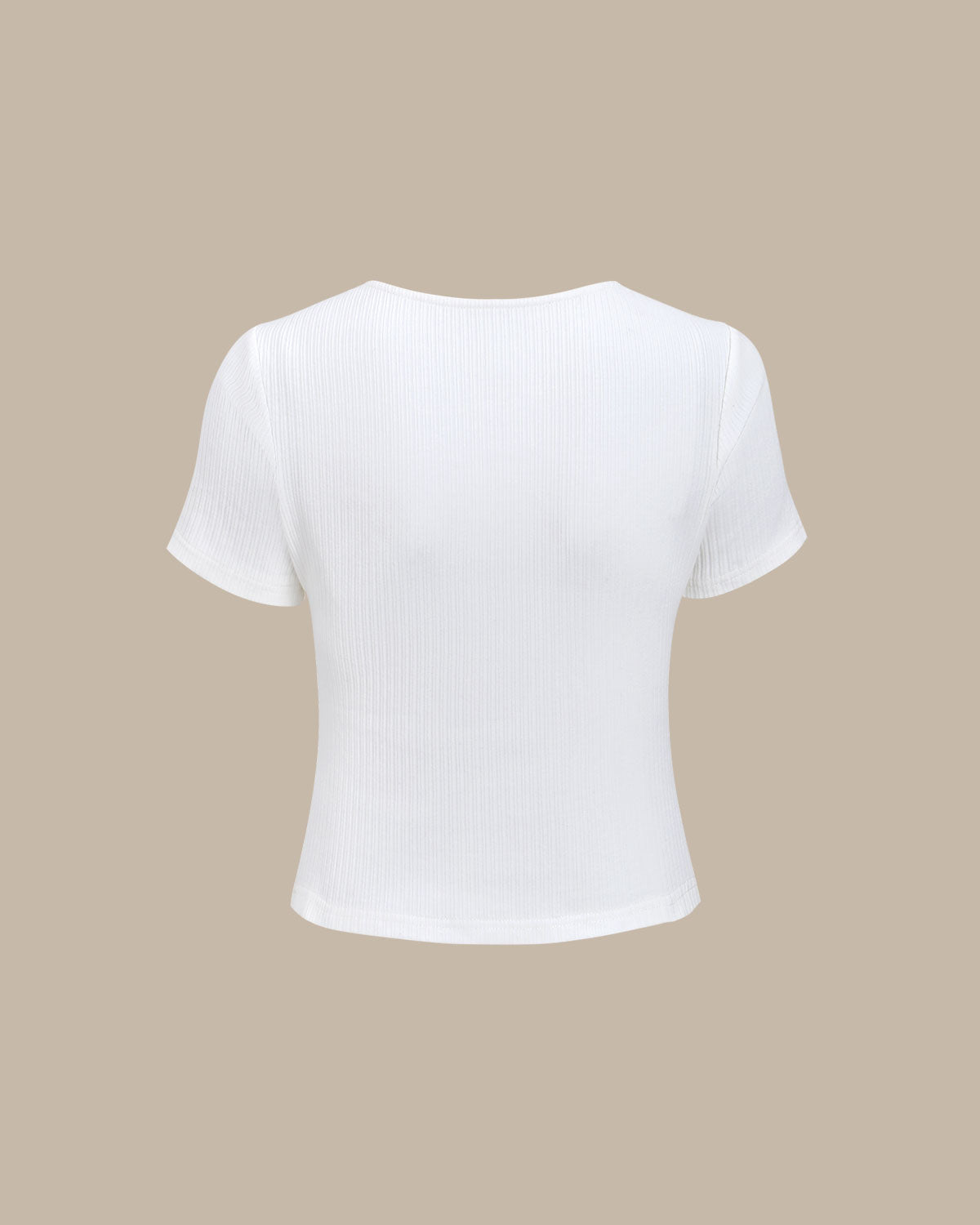 White Square Neck Ribbed Knit Tee Sale Visa Payment