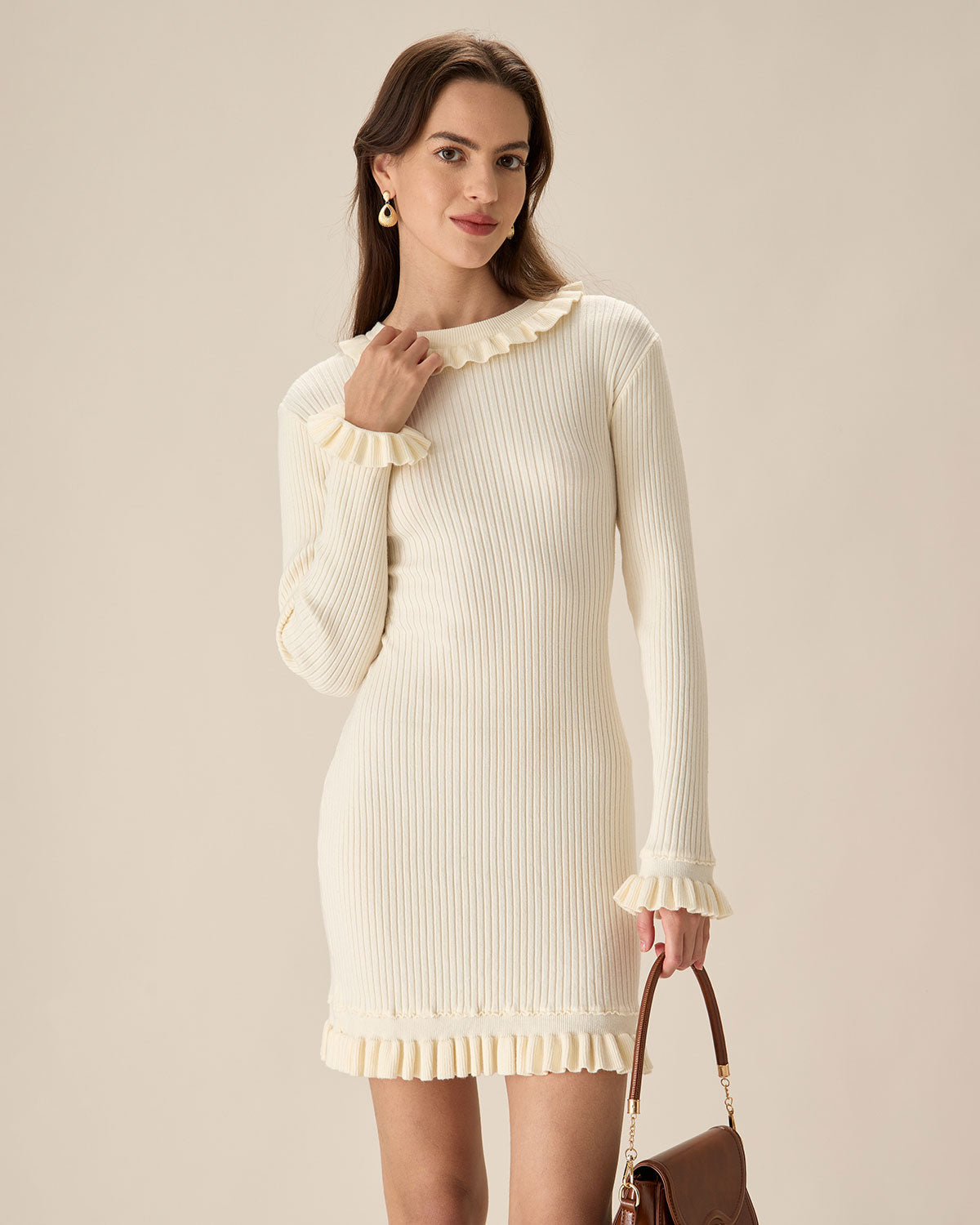 White Bodycon Sweater Mini Dress Clearance Limited Edition