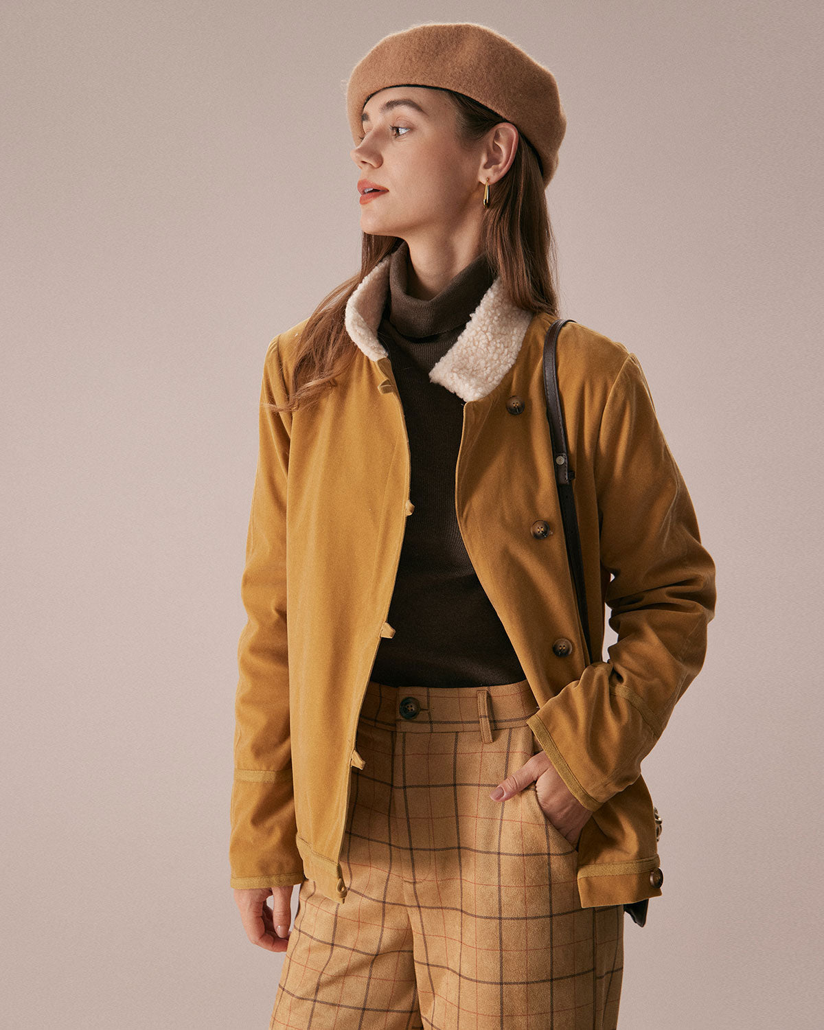 The Yellow Stand Collar Button Teddy Jacket Buy Cheap Choice