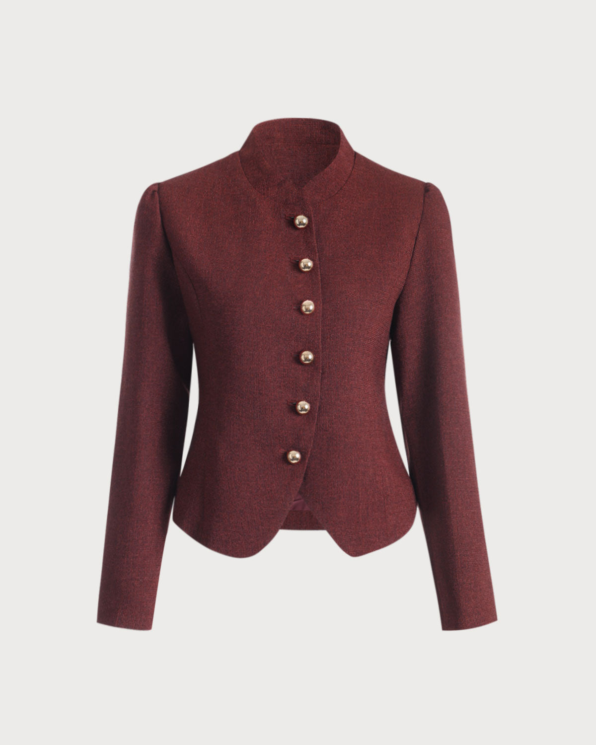 Burgundy Retro Single-breasted Tweed Jacket Cheap Best Pices