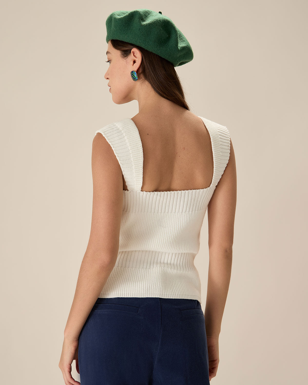 White Knit Button Tank Free Shipping Wholesale Pice