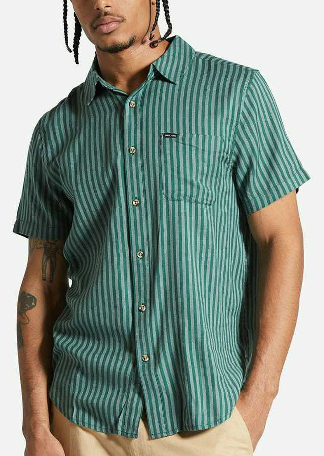 Brixton Men's Charter Hb Stripe Button Up Shirt