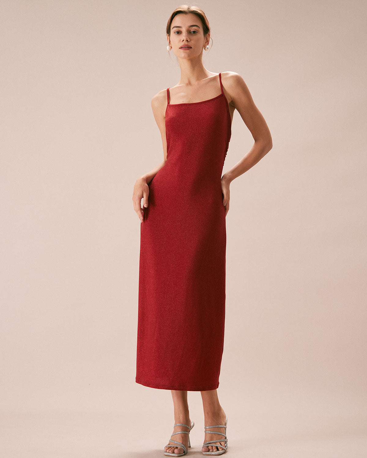 The Red Lurex Twist Back Slip Maxi Dress For Sale Online