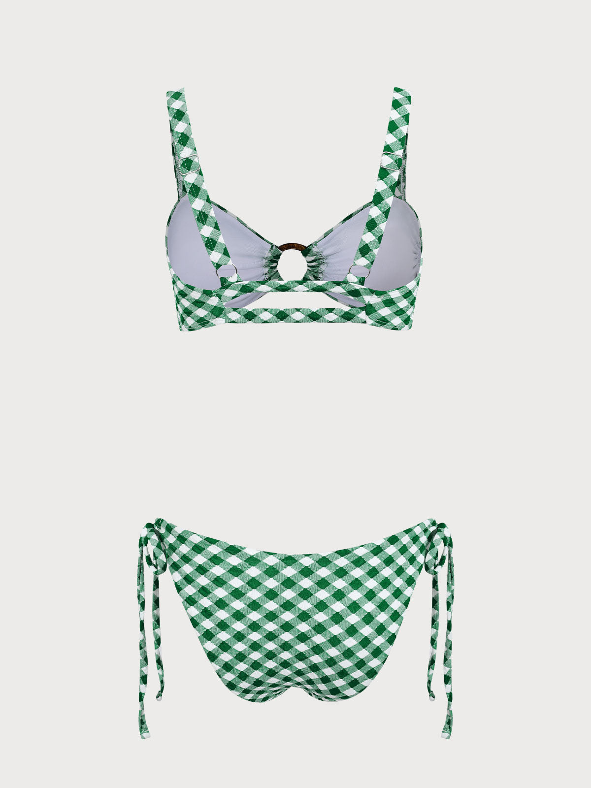 Green Plaid O-Ring Bikini Set Clearance Online