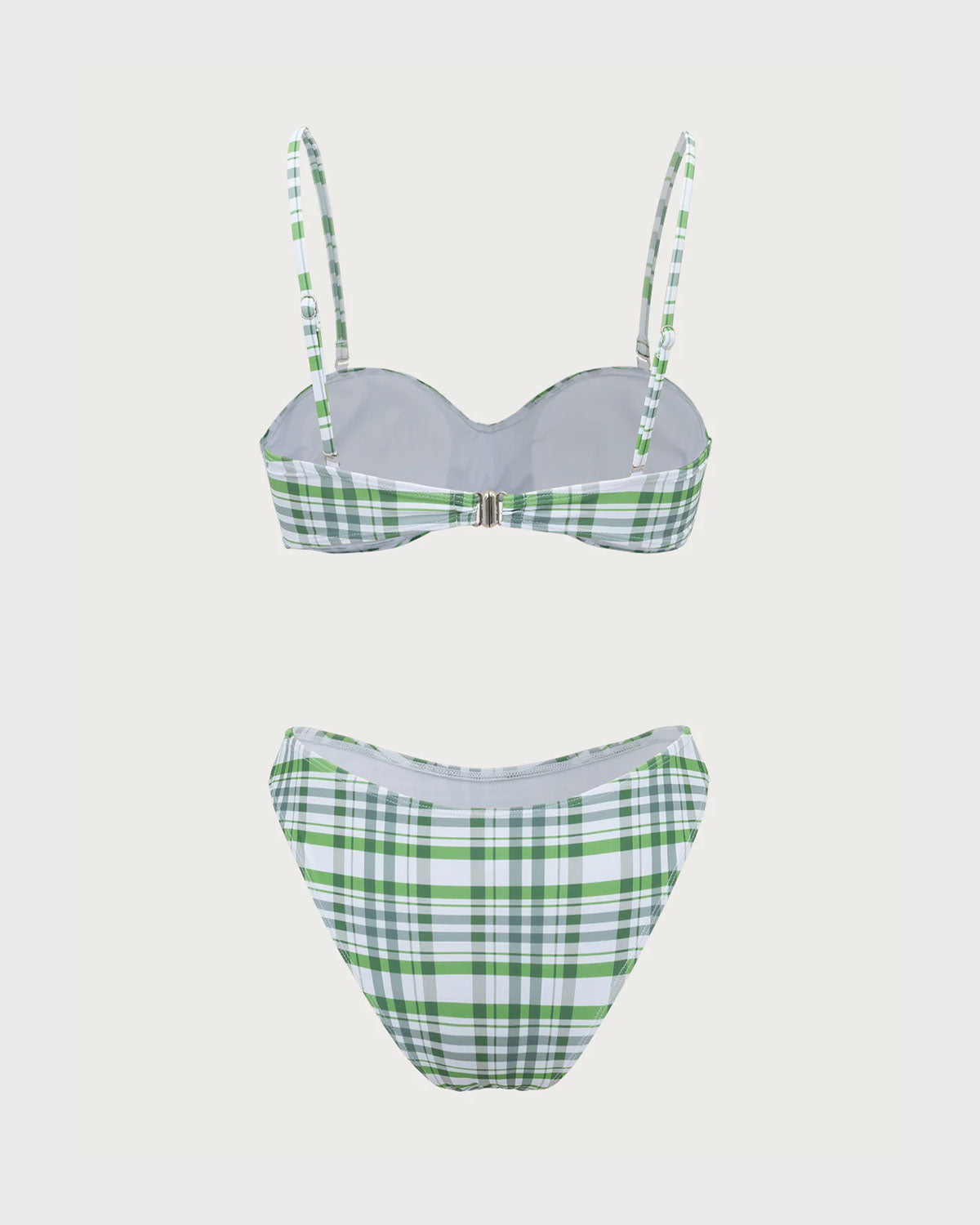 Green Plaid Pleated Bikini Set Official Cheap Online