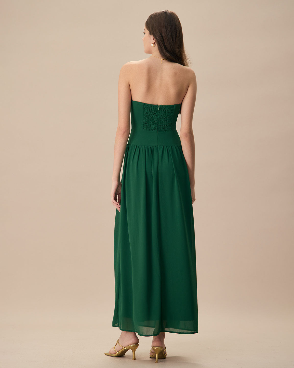 The Green Sweetheart Neck Ruched Maxi Dress Free Shipping New Styles