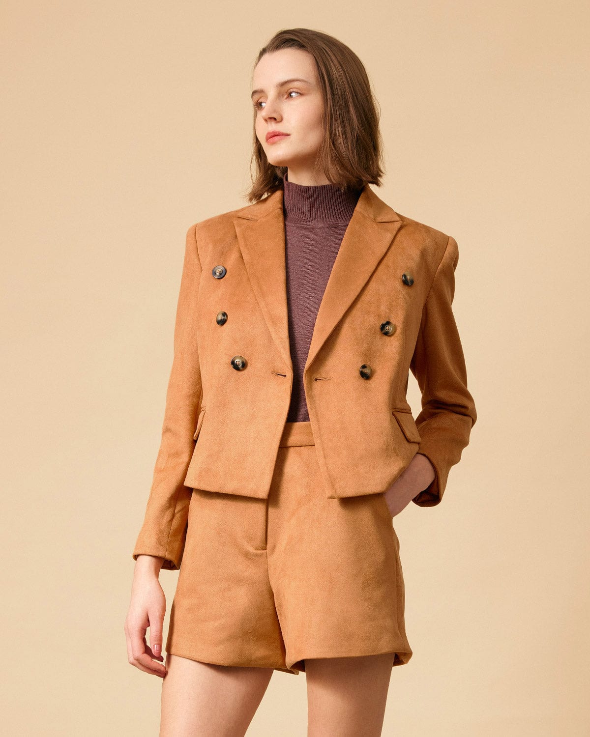 The Collared Buttons Suede Blazer Sale Pre Order