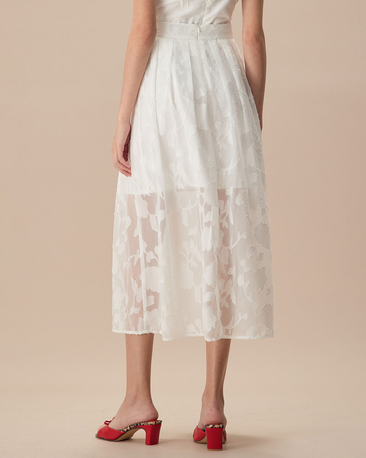 The White Jacquard Midi Skirt Low Cost Online