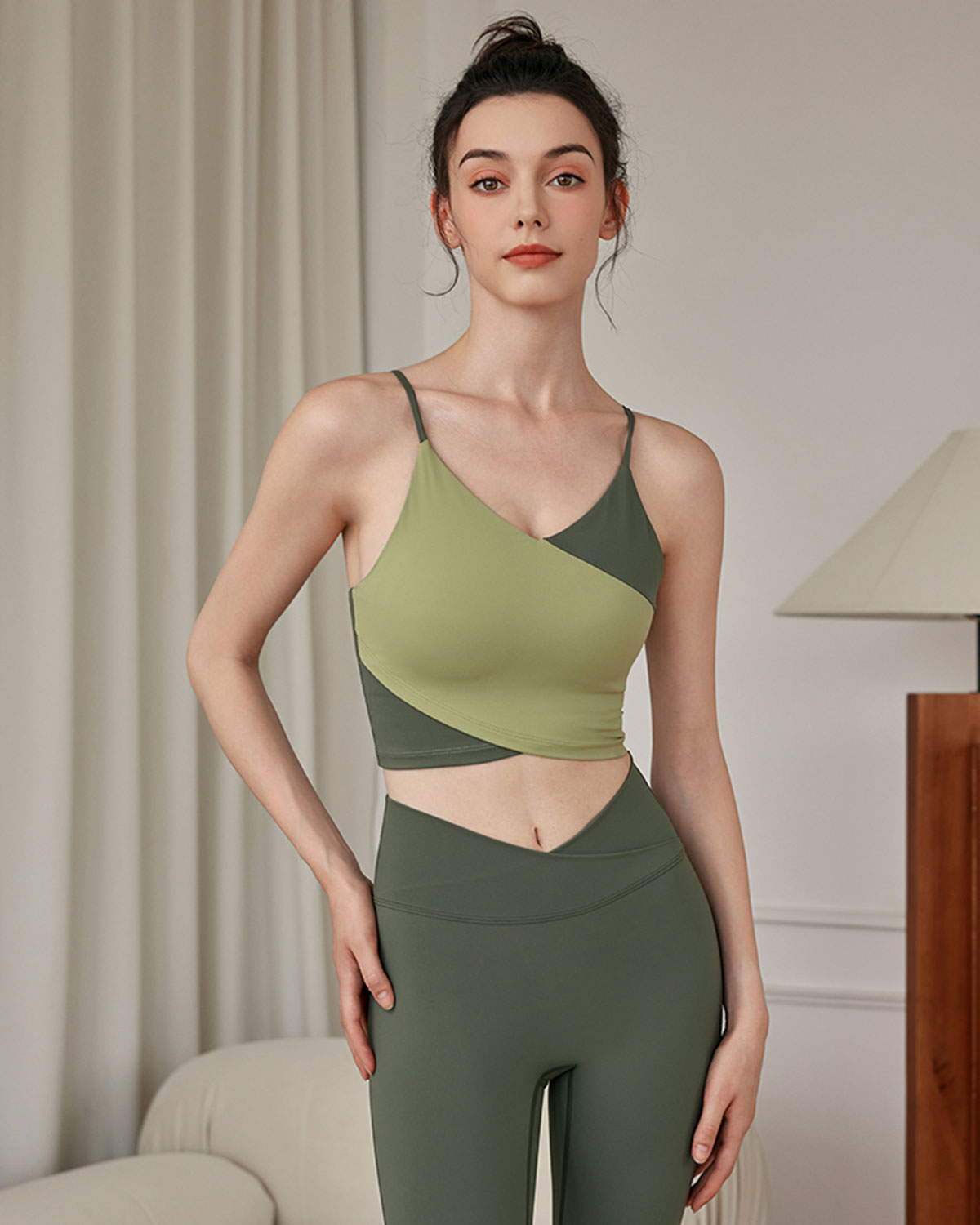 Green Contrast Camis - Medium Support Cheap Factory Outlet