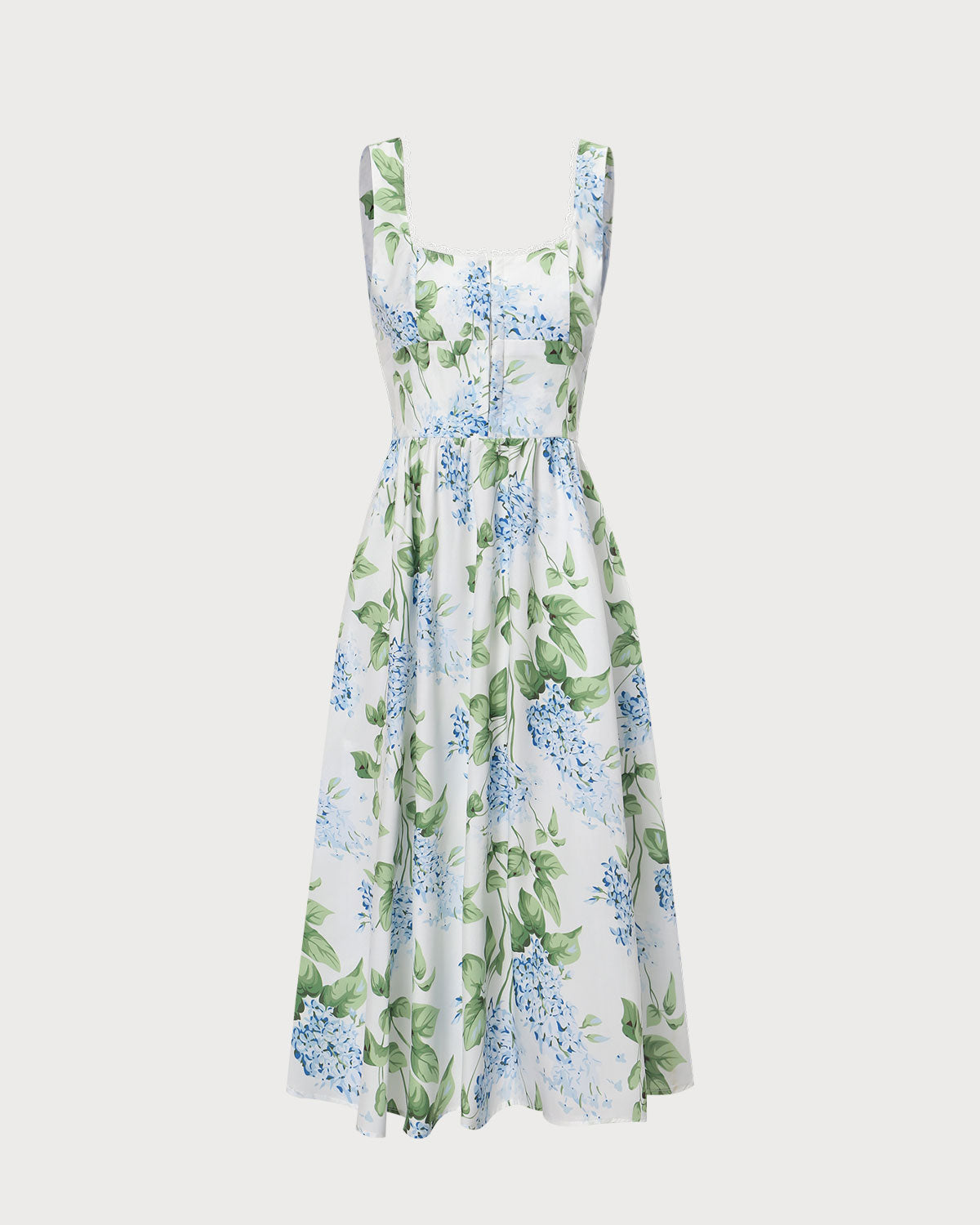 The White Square Neck Floral A-Line Midi Dress Latest Collections Online