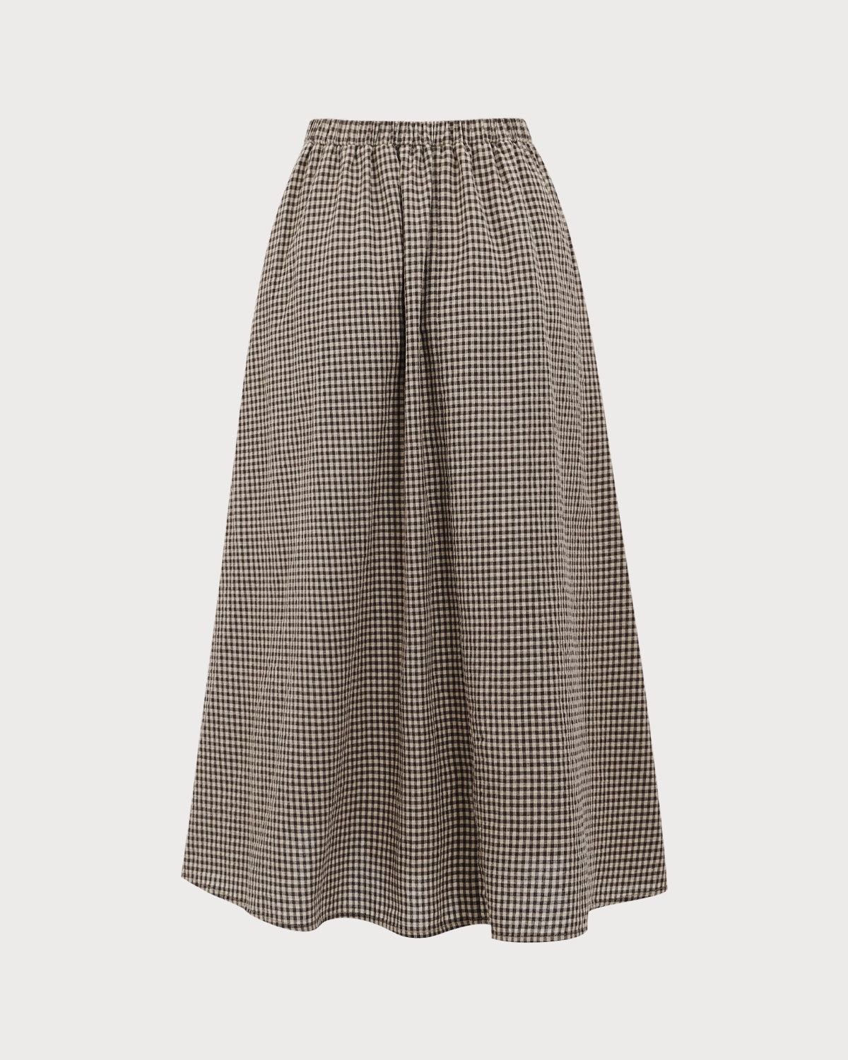 Brown Plaid High-Waisted Pocket Midi Skirt Cheap Fashion Style