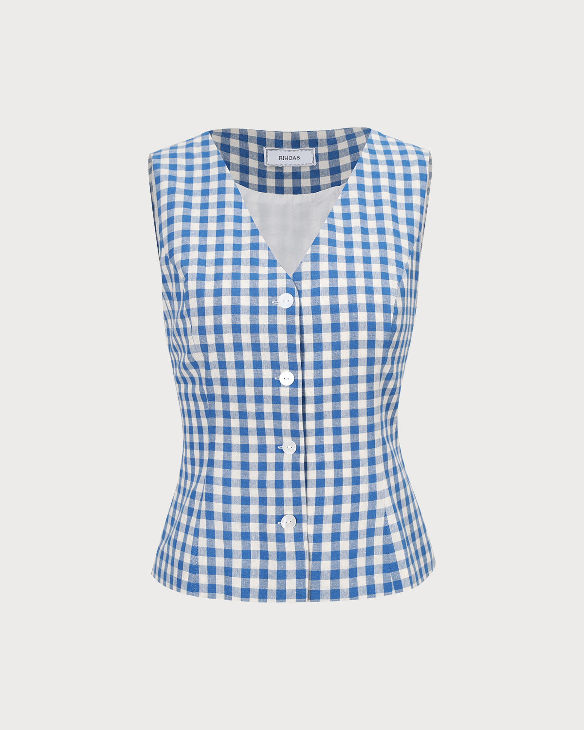 The Blue V Neck Plaid Vest Online Online Free Shipping