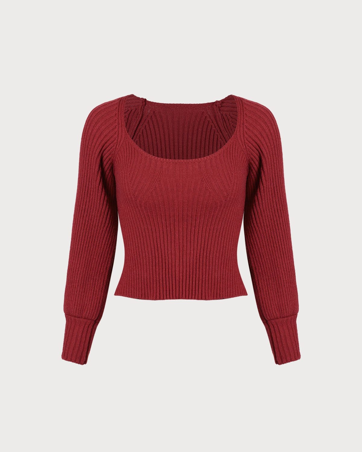 The Red Scoop Neck Lantern Sleeve Sweater Discounts