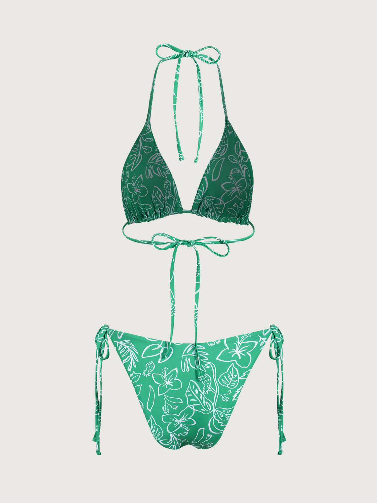 Green Flower Floral Bikini Set Cheap Original