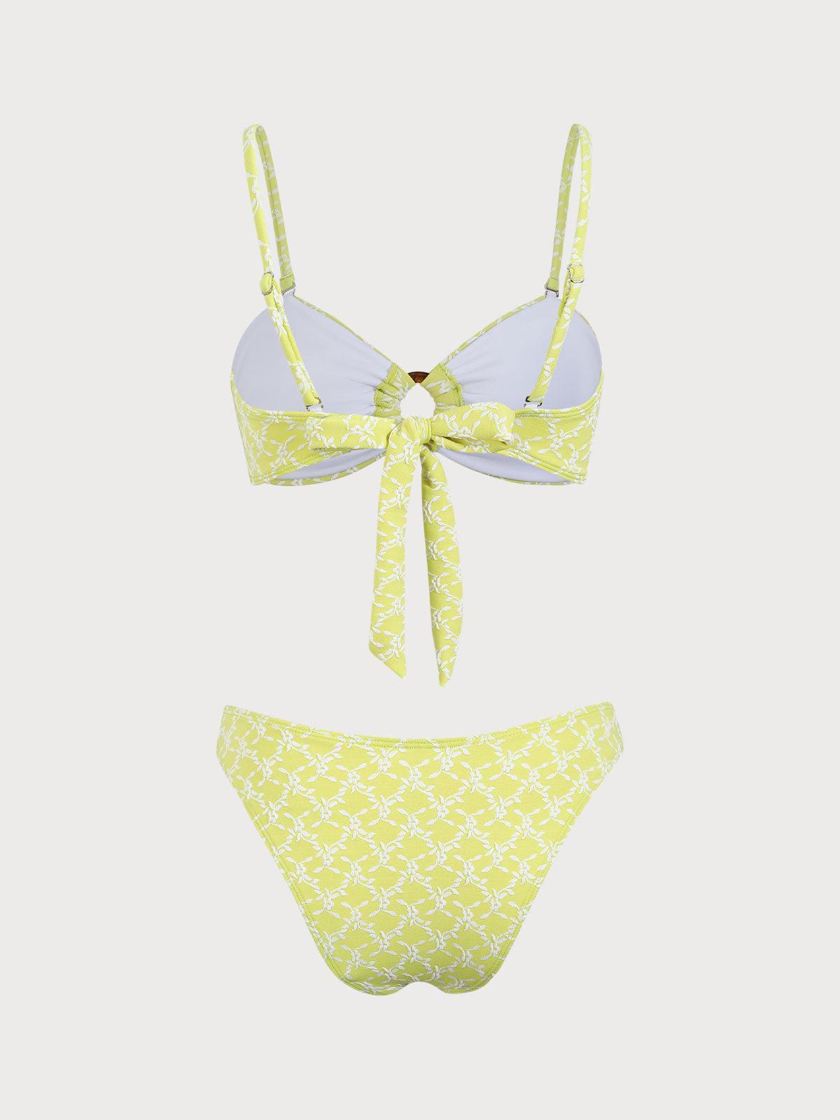 Yellow Jacquard O-Ring Bikini Set Hot Sale