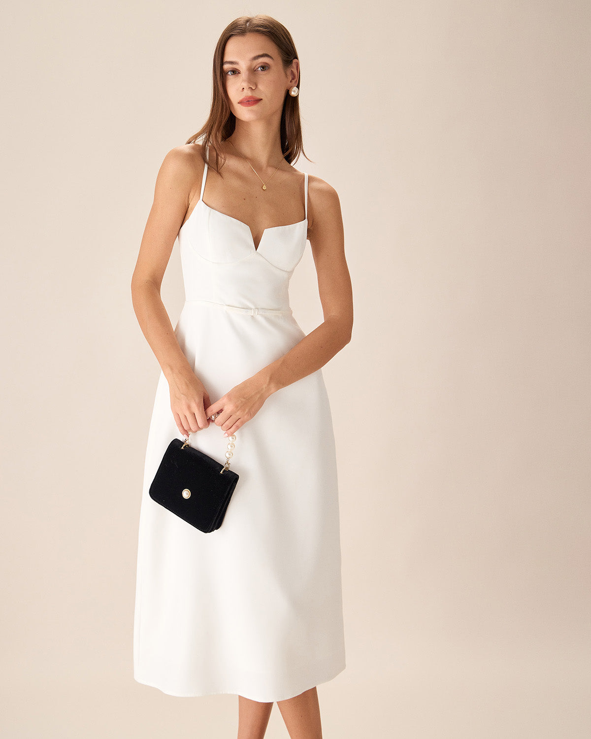 White Bowknot Slip Midi Dress The Cheapest Cheap Online