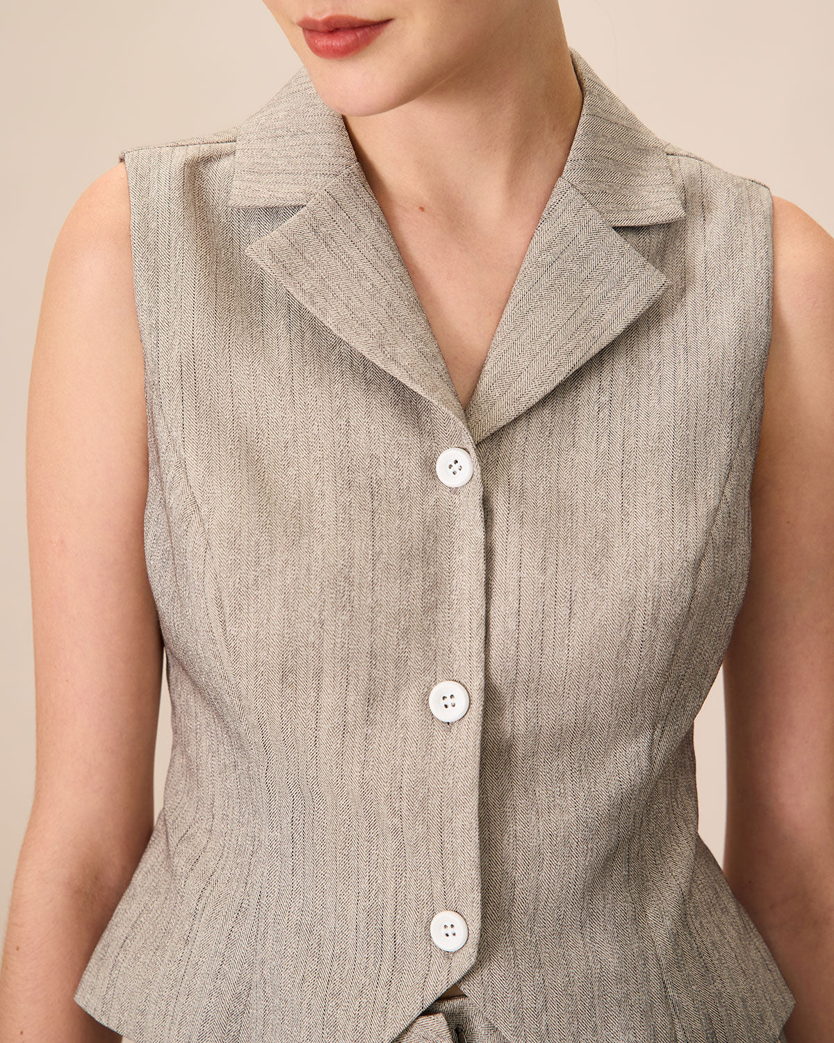 Women's Grey Lapel Single-Breasted Vest