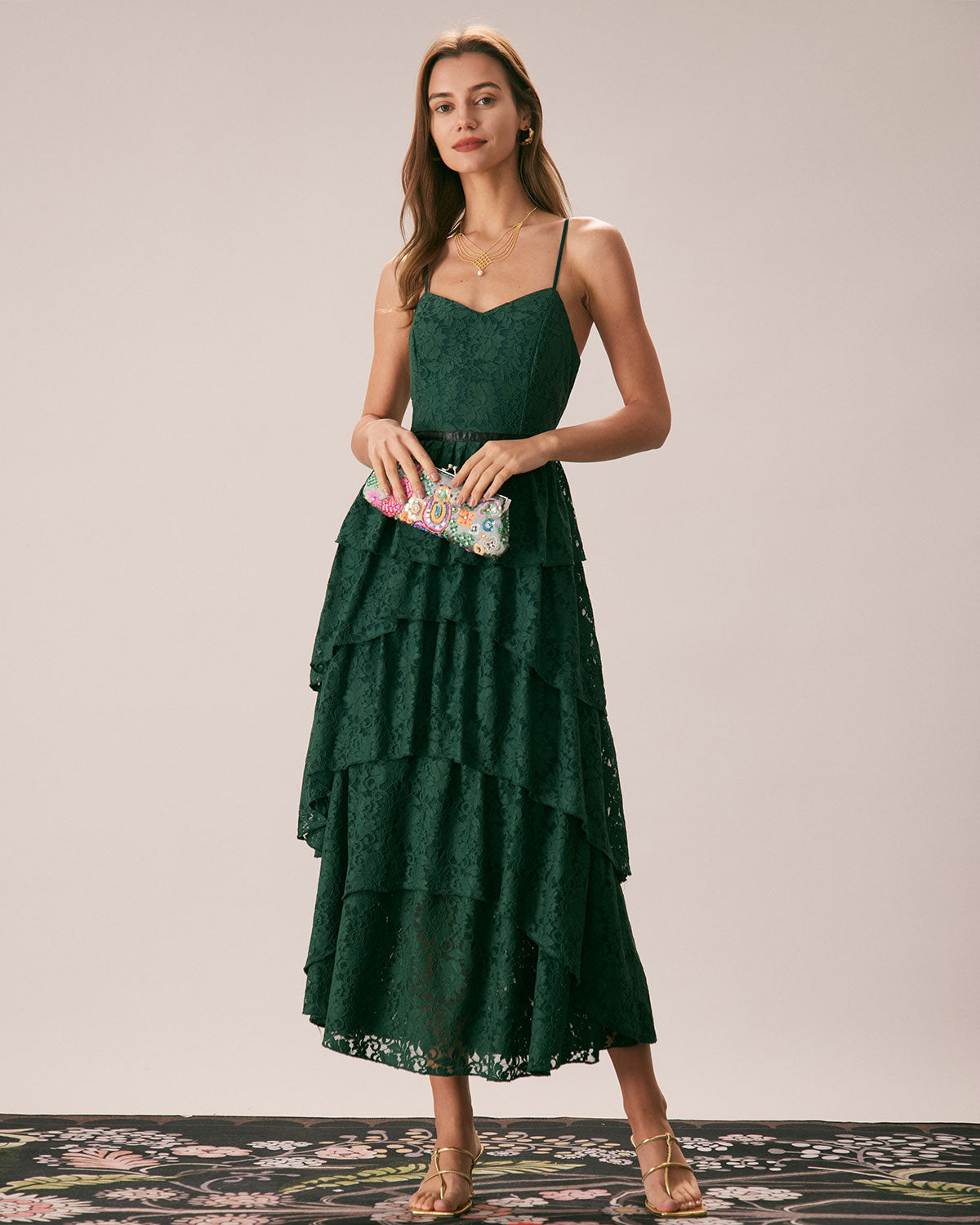 The Green Sweetheart Neck Lace Maxi Dress Free Shipping Very Cheap