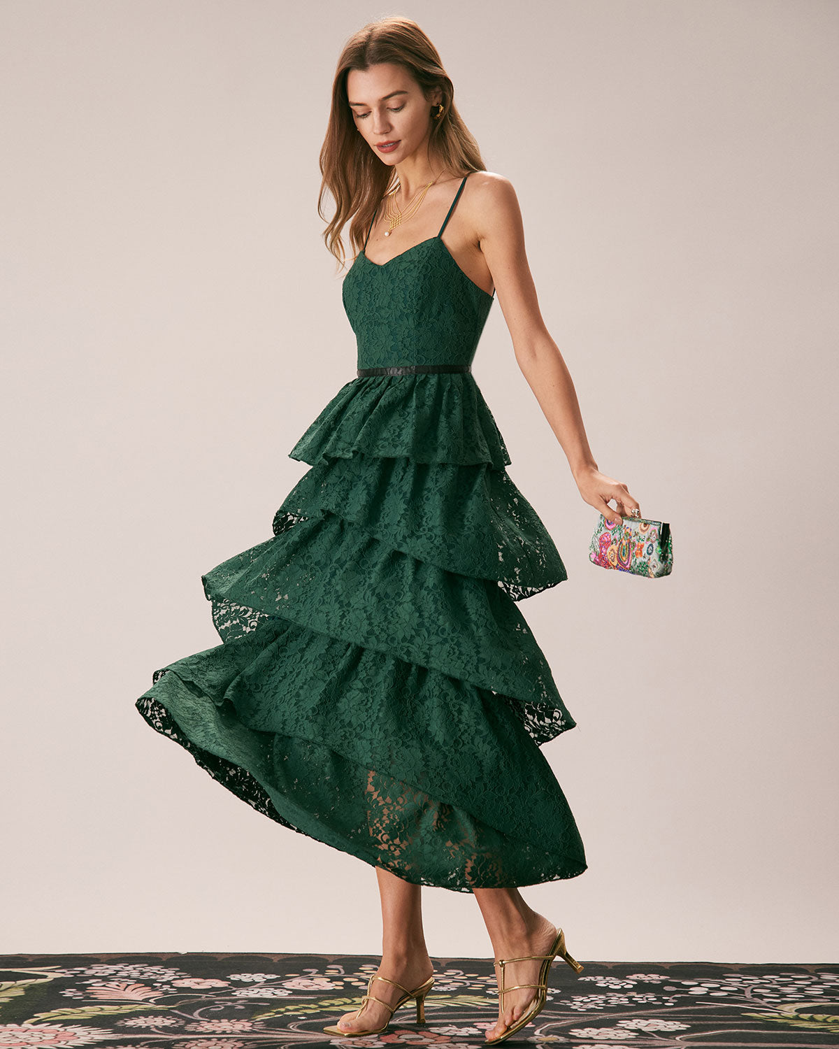 The Green Sweetheart Neck Lace Maxi Dress Free Shipping Very Cheap