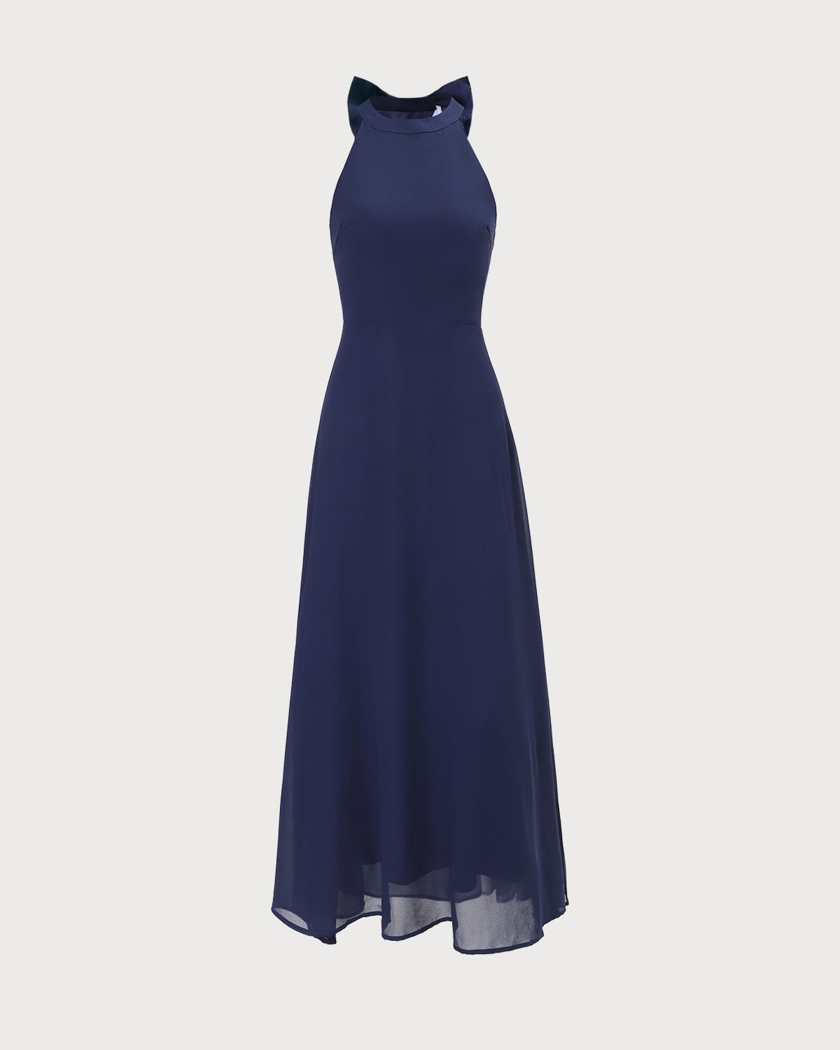 The Navy Halter Bowknot Back Maxi Dress Outlet Collections