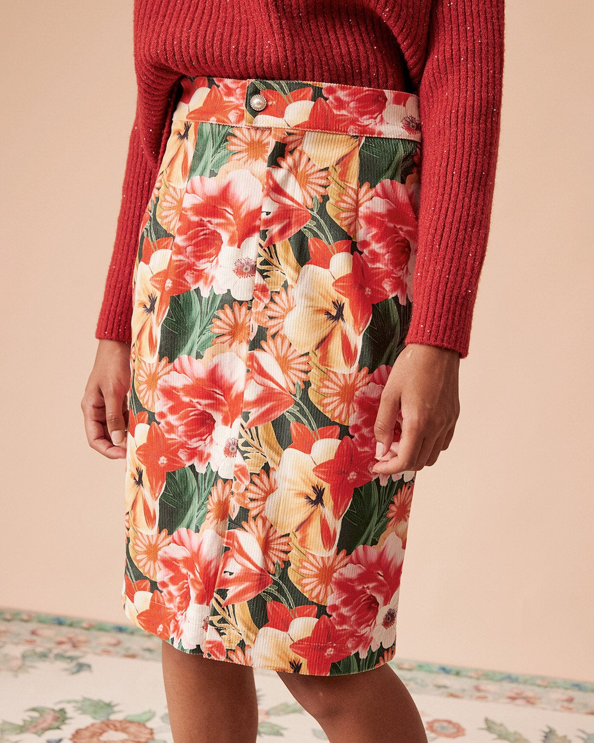 The High Waisted Corduroy Floral Skirt For Sale Cheap Pice From China