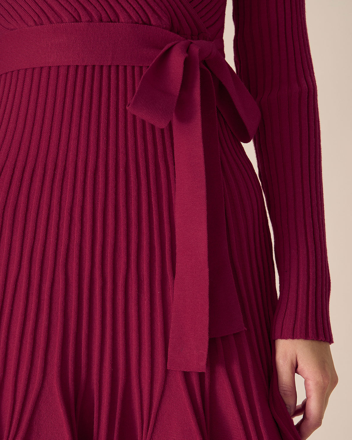 Wine Red Wrap Sweater Mini Dress Looking For Online