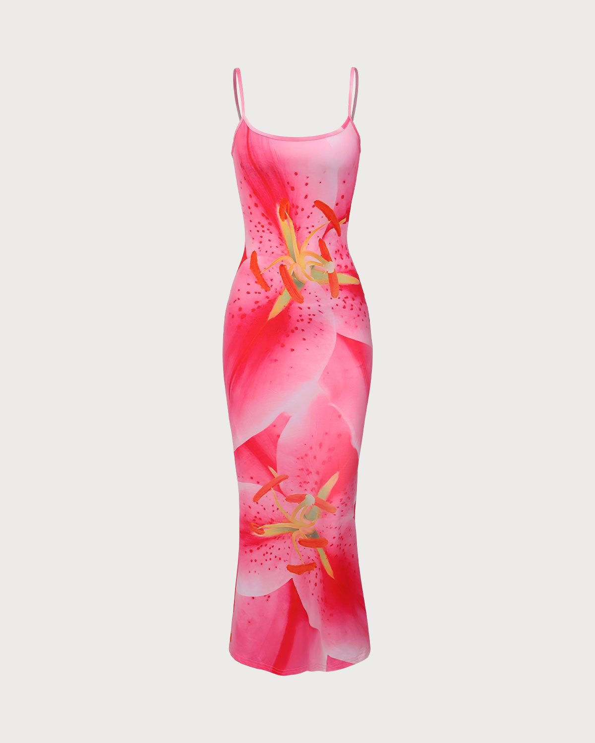 Pink Floral U Neck Bodycon Maxi Dress Cost Cheap Online