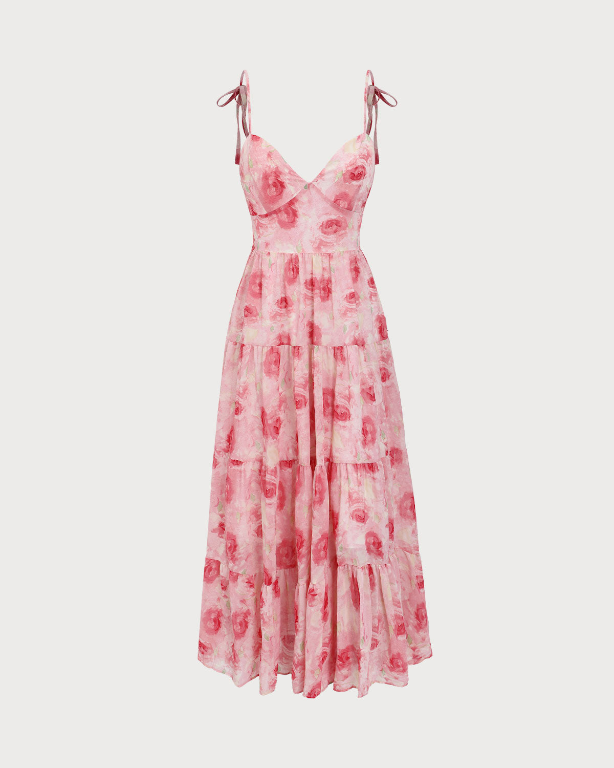 Pink Floral Tie Strap Midi Dress Sale How Much