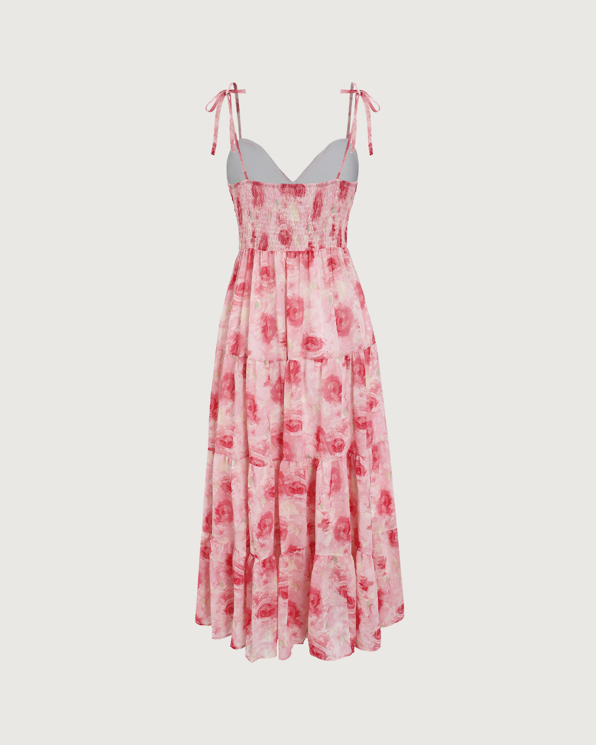 Pink Floral Tie Strap Midi Dress Sale How Much