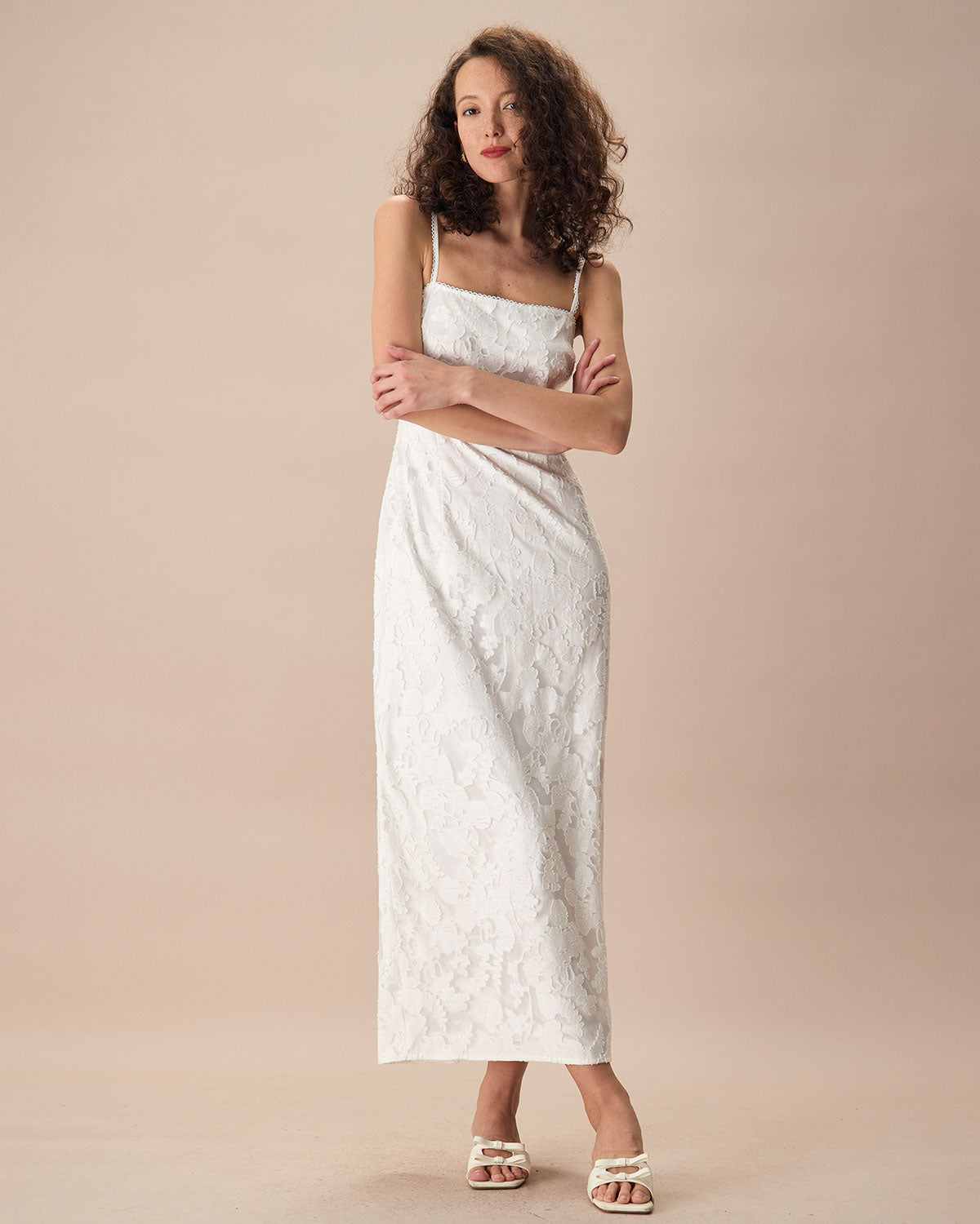 The White Square Neck Jacquard Slip Maxi Dress Buy Cheap Eastbay