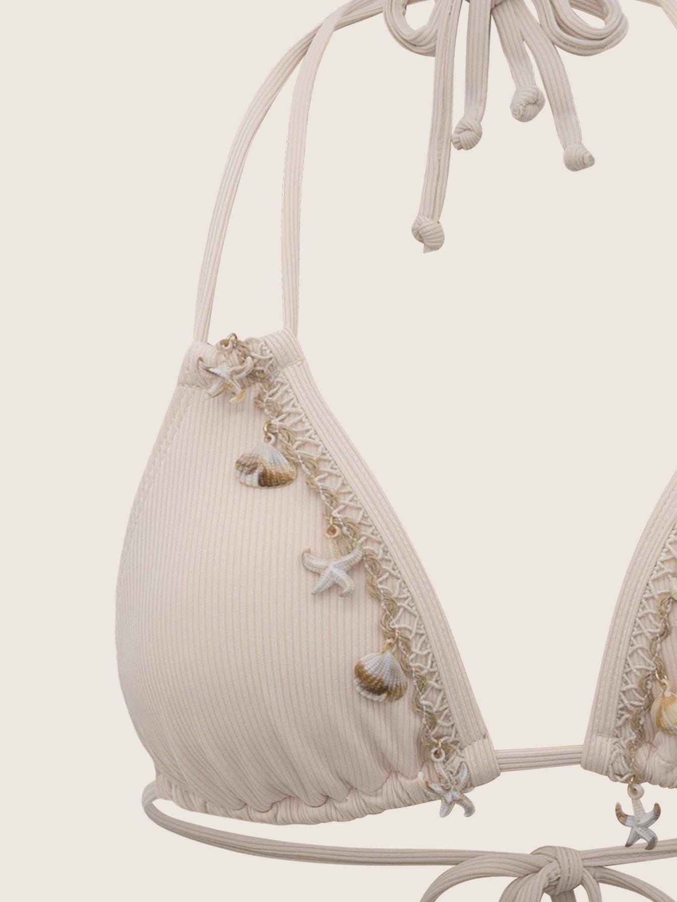 White Shell Embellished Bikini Set Latest Collections For Sale