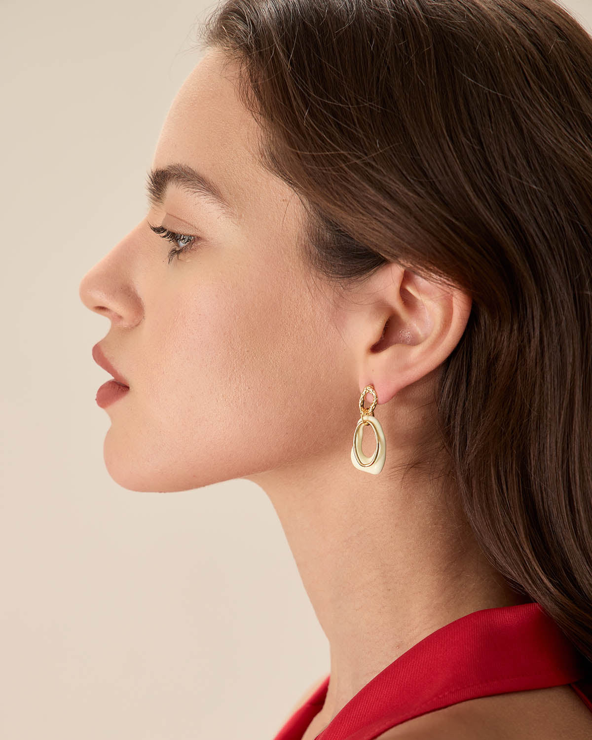 White Overlapping Geometric Earrings Cheap Footlocker