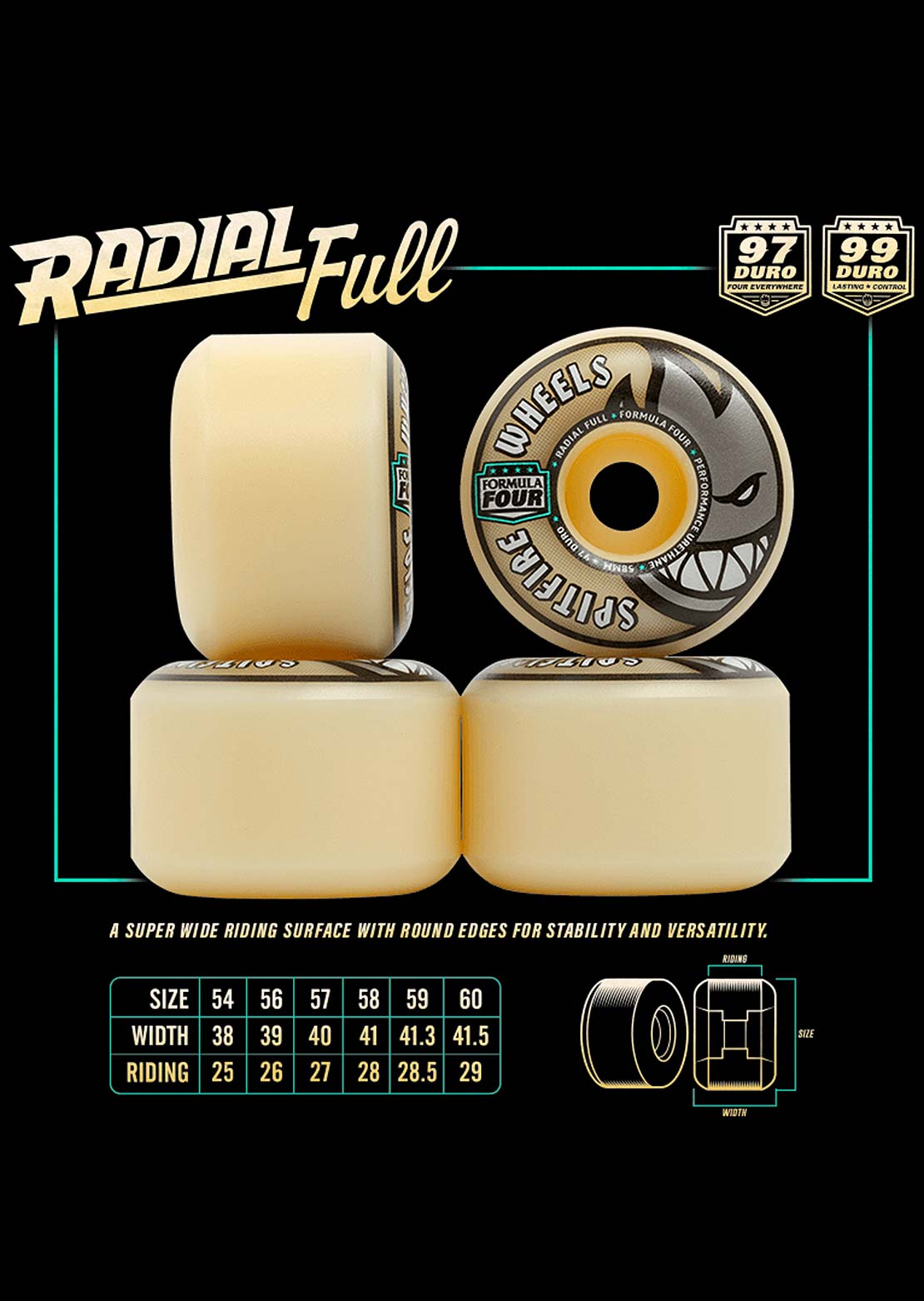 Spitfire F4 97 Radial Full Skateboard Wheels Supply Sale Online