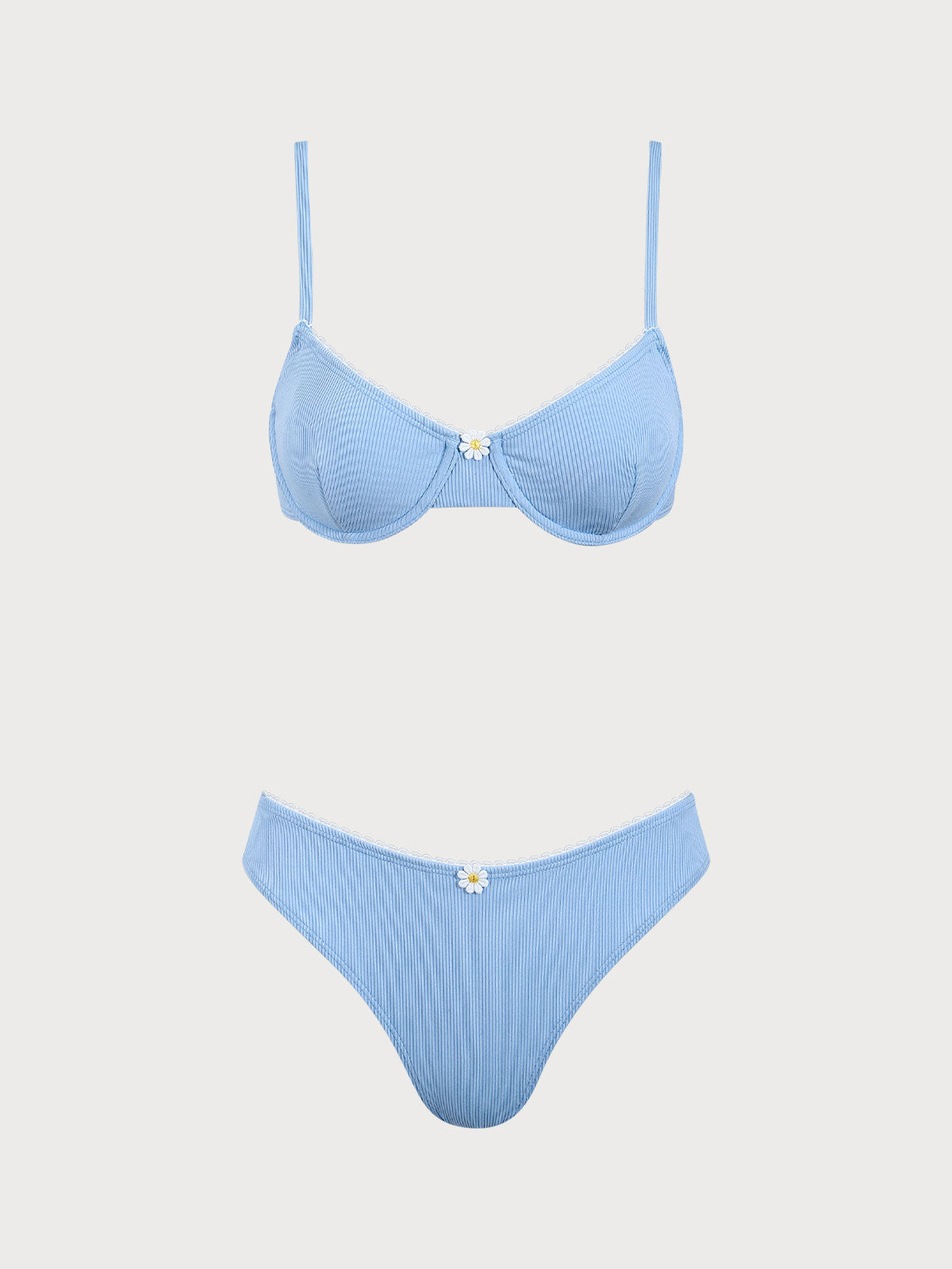 Blue Daisy Underwire Bikini Set Buy Cheap Fake