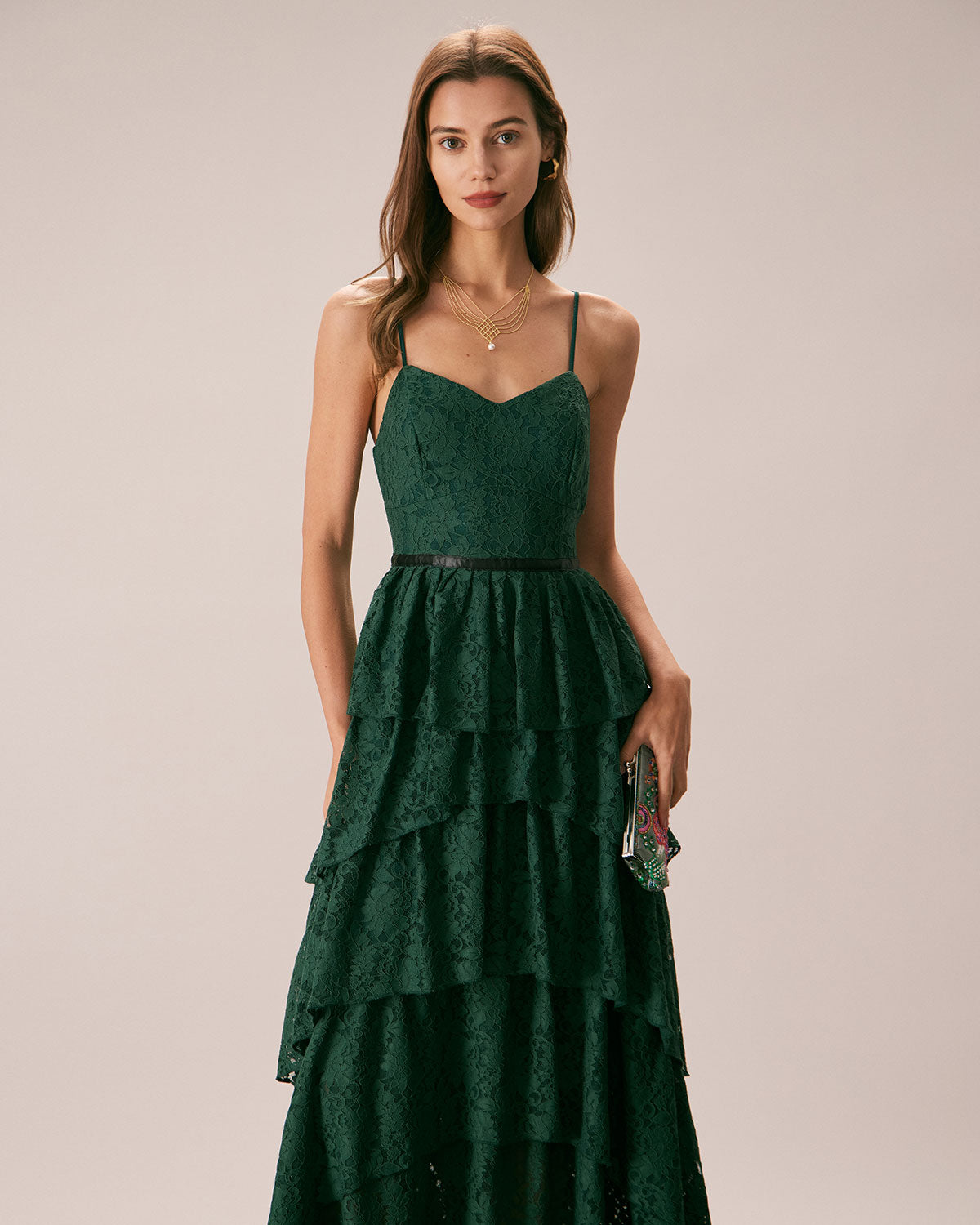 The Green Sweetheart Neck Lace Maxi Dress Free Shipping Very Cheap