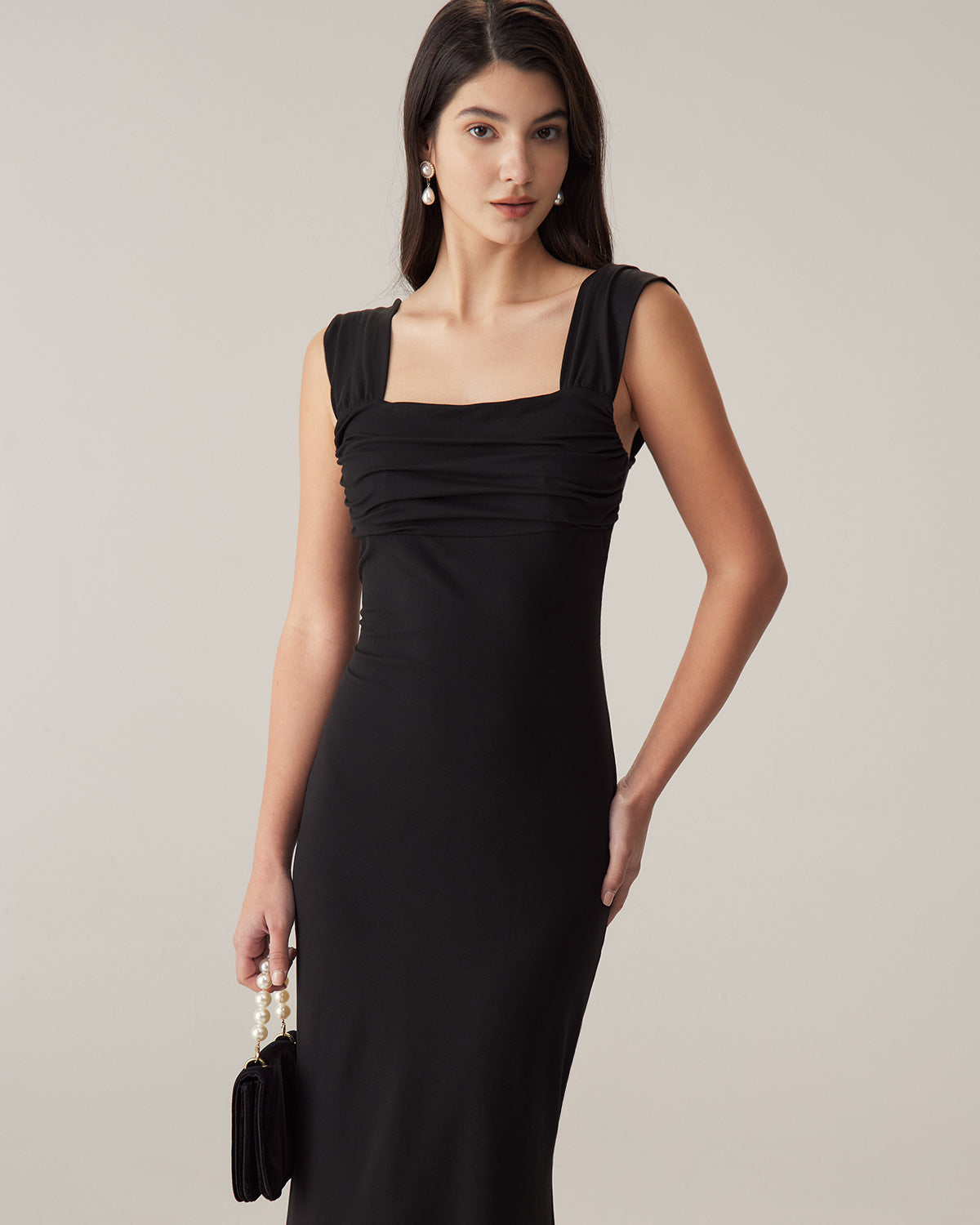 Black Ruched Trumpet Slip Maxi Dress Buy Cheap Footlocker