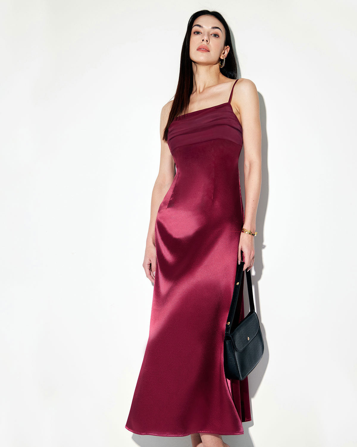 Red Satin Square Neck Slip Maxi Dress Free Shipping Wiki