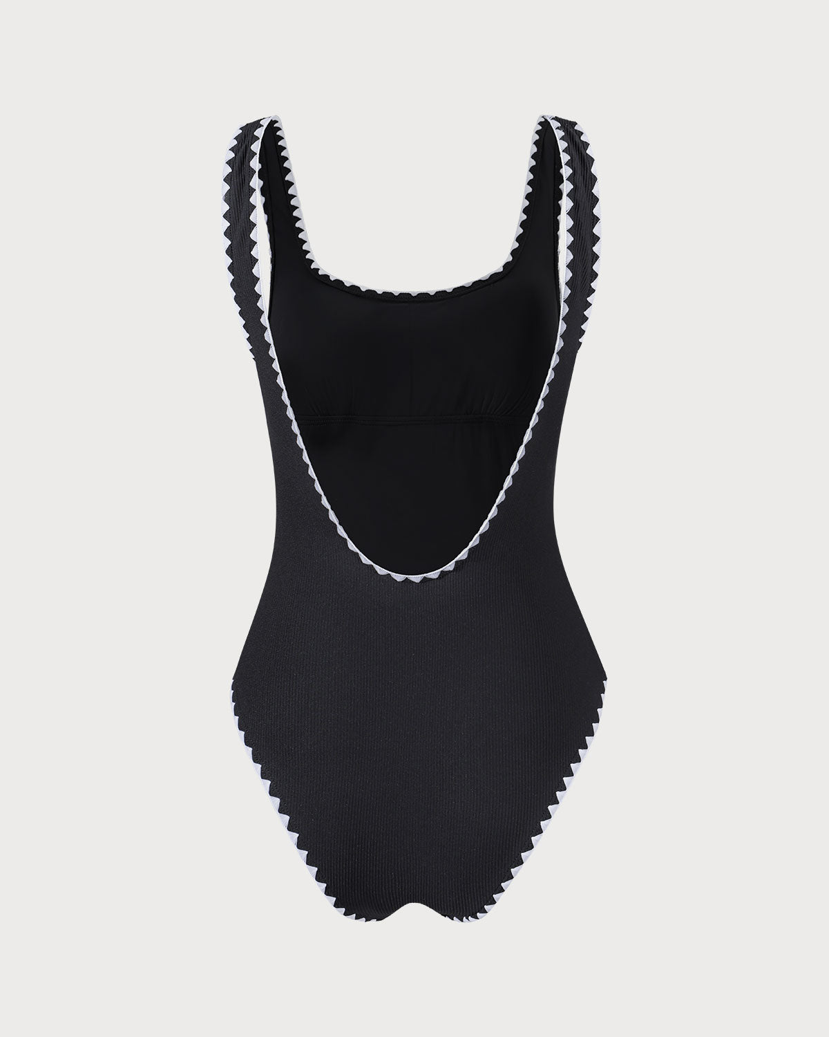 The Black Contrast Ribbed One-Piece Swimsuit Recommend