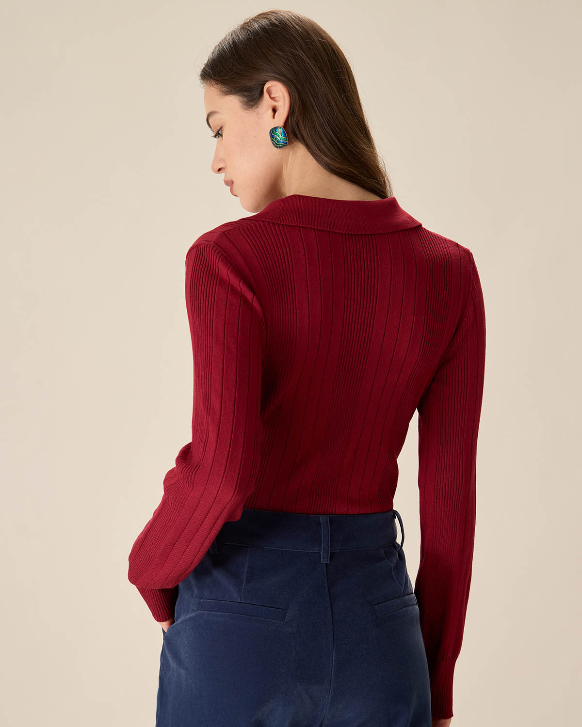 Red Slim Button Sweater Buy Cheap From China