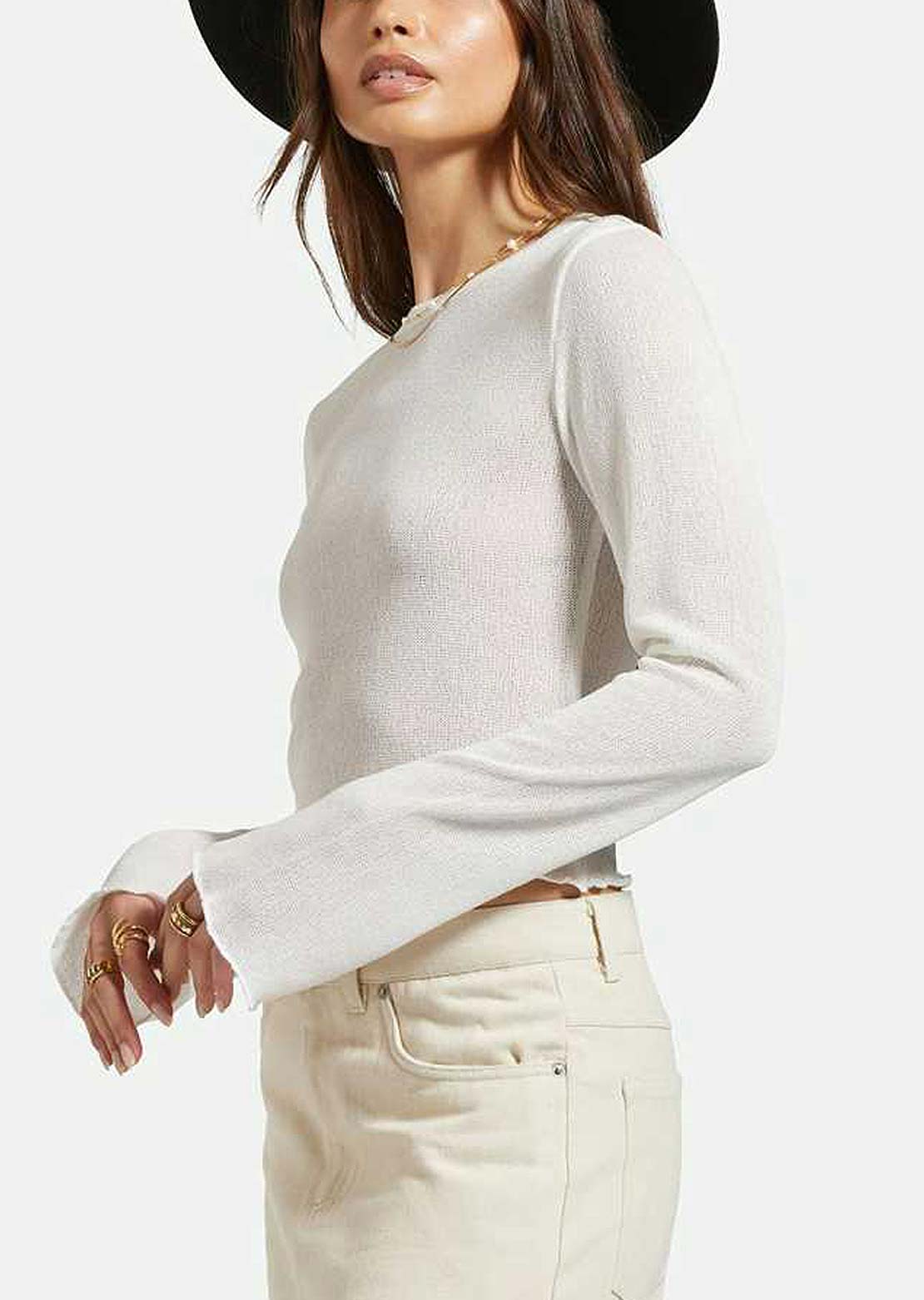 Brixton Women's Sheer Knit Top Long Sleeve