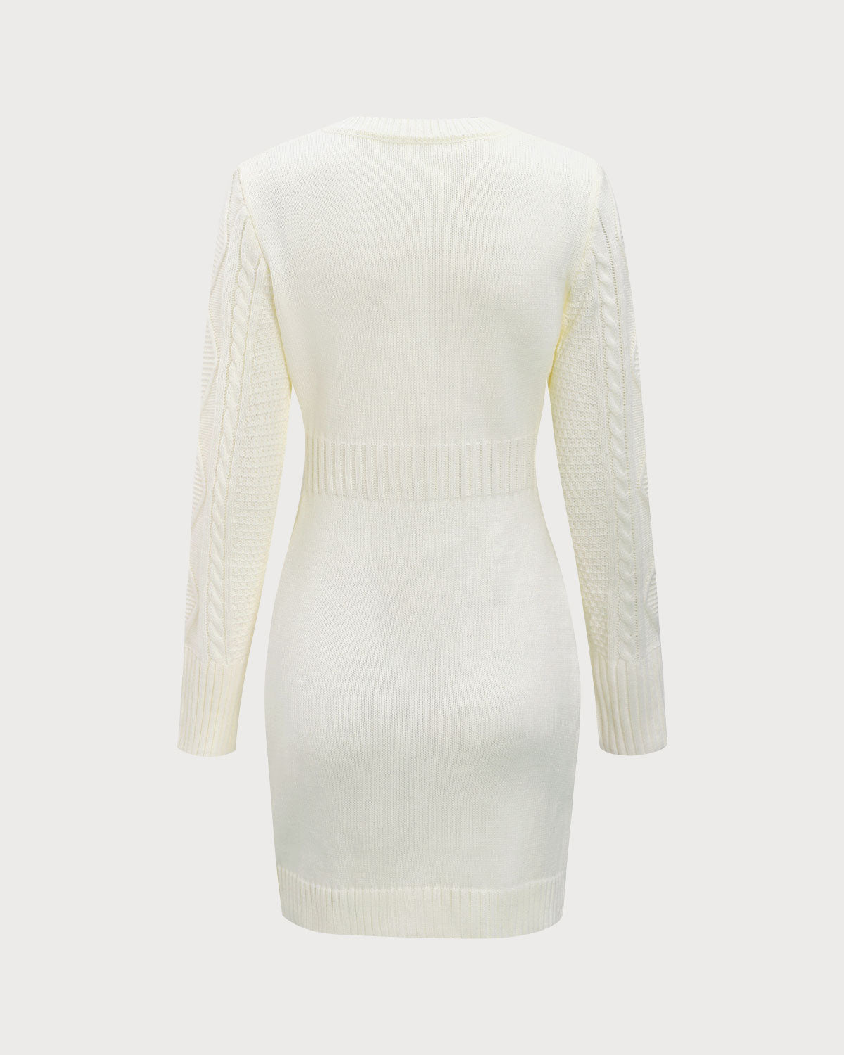 White Round Neck Bodycon Sweater Dress Clearance Get To Buy