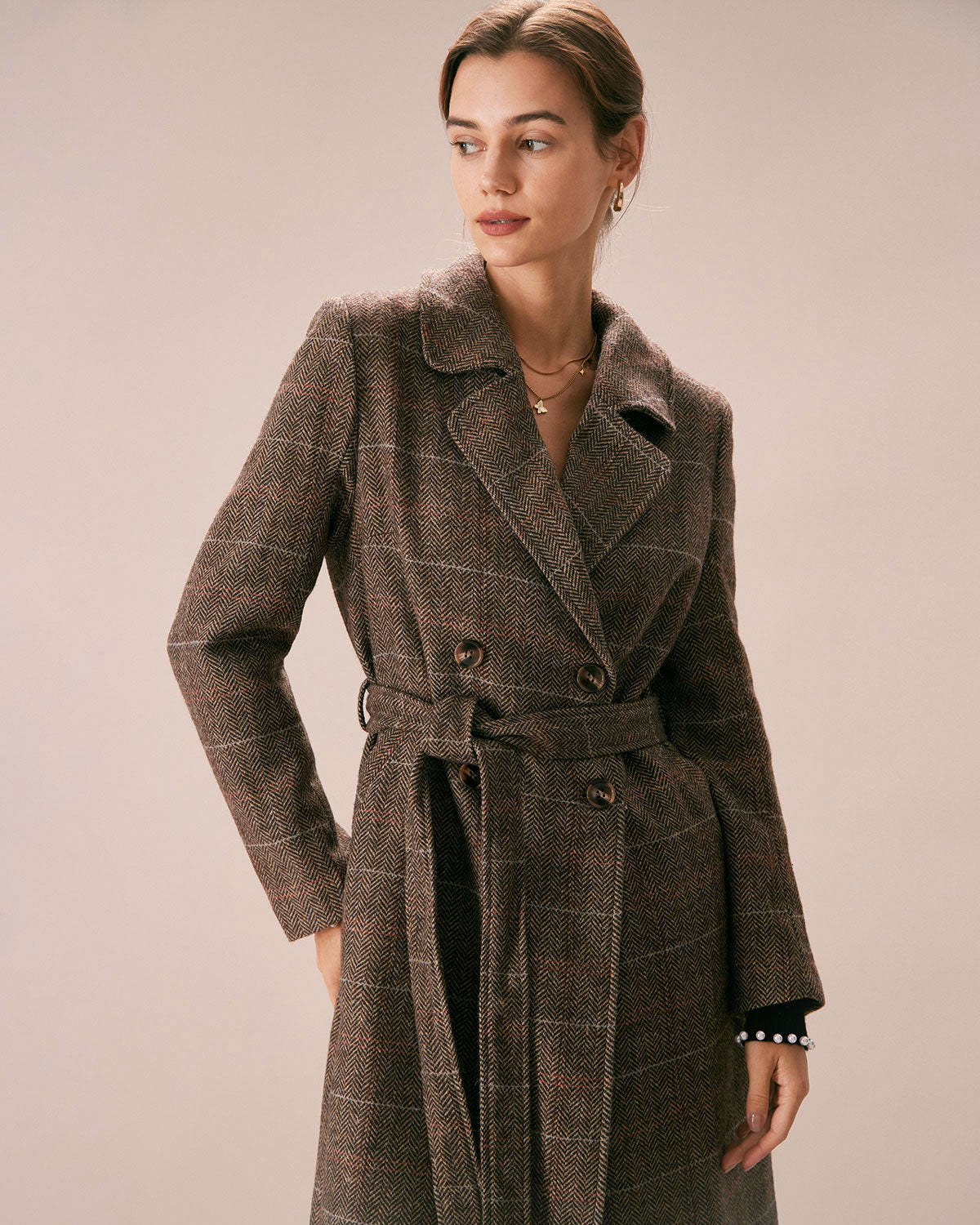 The Coffee Lapel Belted Double Breasted Coat Eastbay Cheap Online