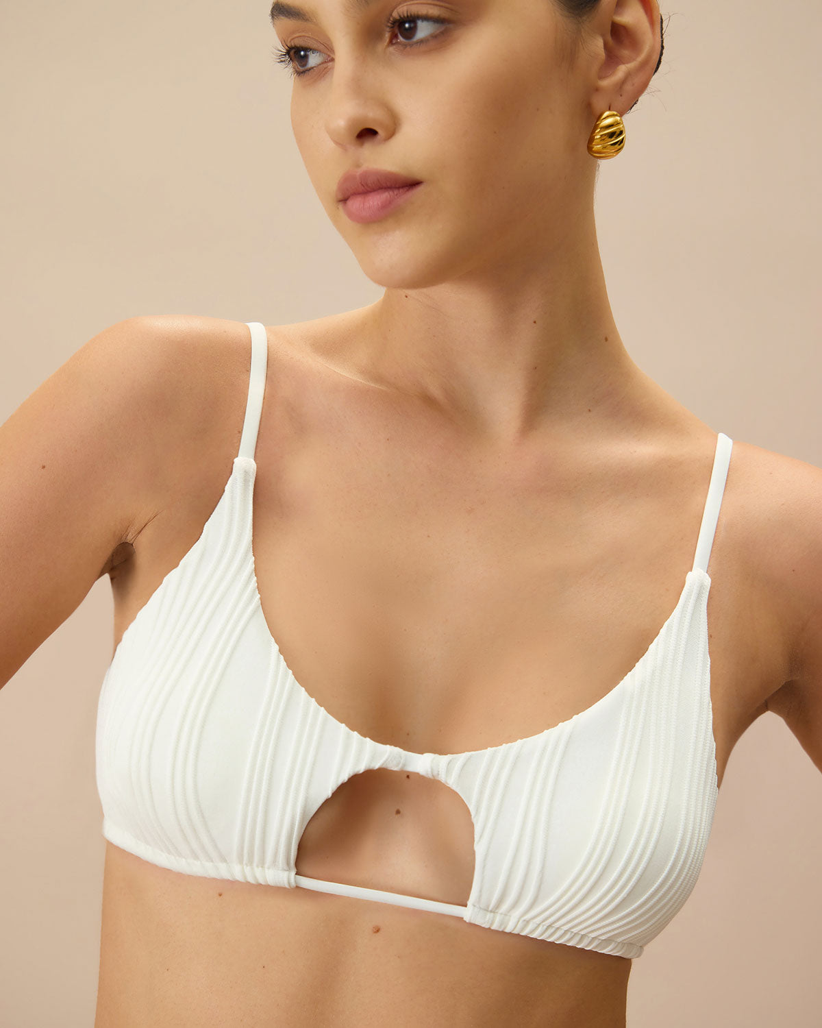 The White Water Ripple Cut-Out Bikini Top Cheap Countdown Package