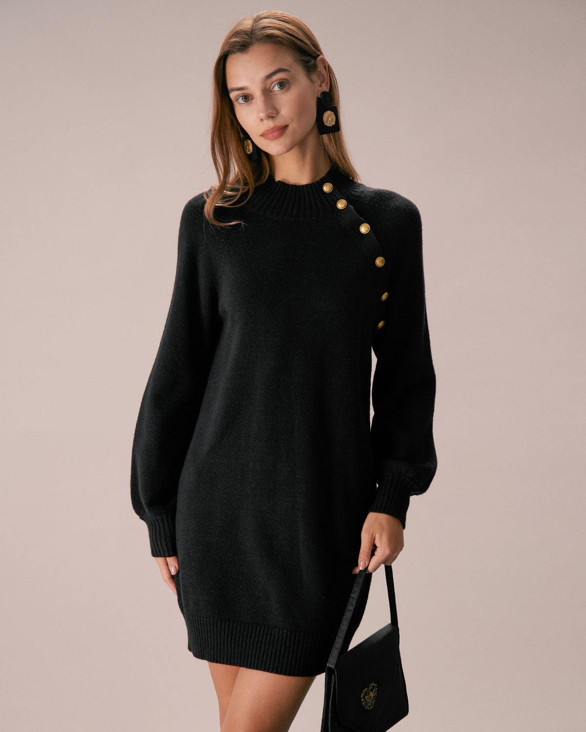 The Black Lantern Sleeve Sweater Mini Dress Buy Cheap Limited Edition