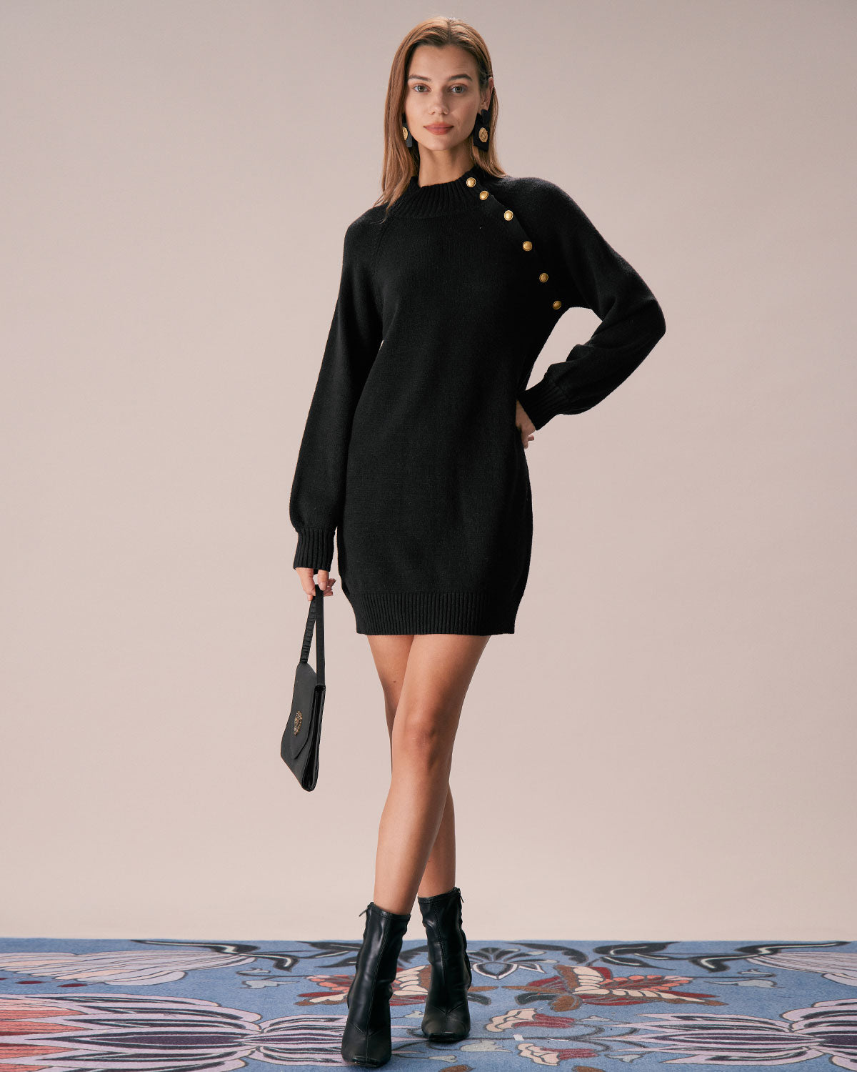 The Black Lantern Sleeve Sweater Mini Dress Buy Cheap Limited Edition