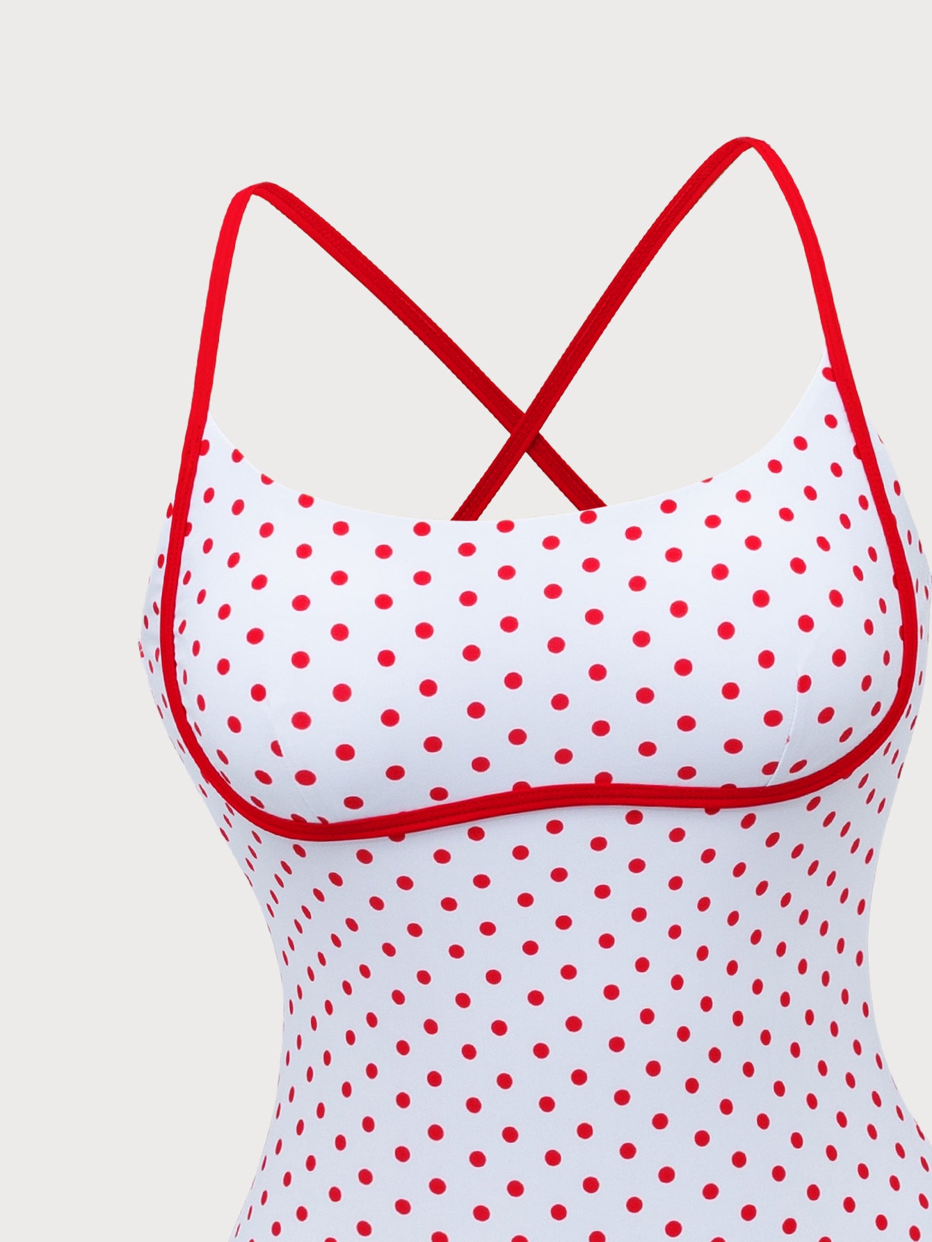 Red Contrast Polka Dot One-Piece Swimsuit Clearance Limited Edition