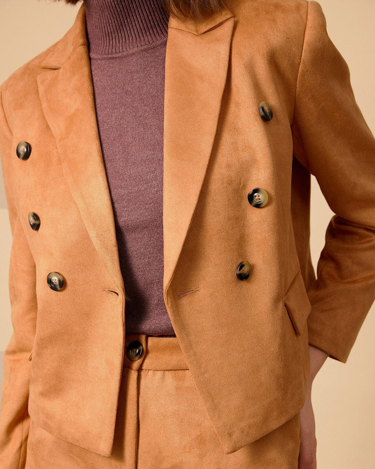 The Collared Buttons Suede Blazer Sale Pre Order